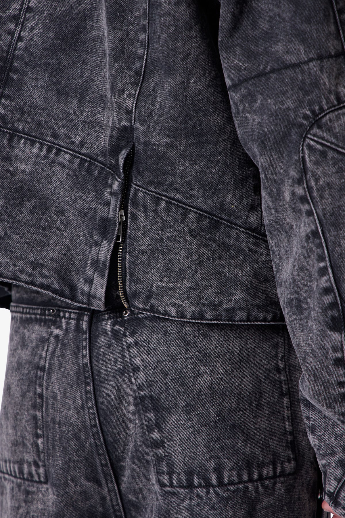 Moto Denim Jacket - Vintage Black - Image 10