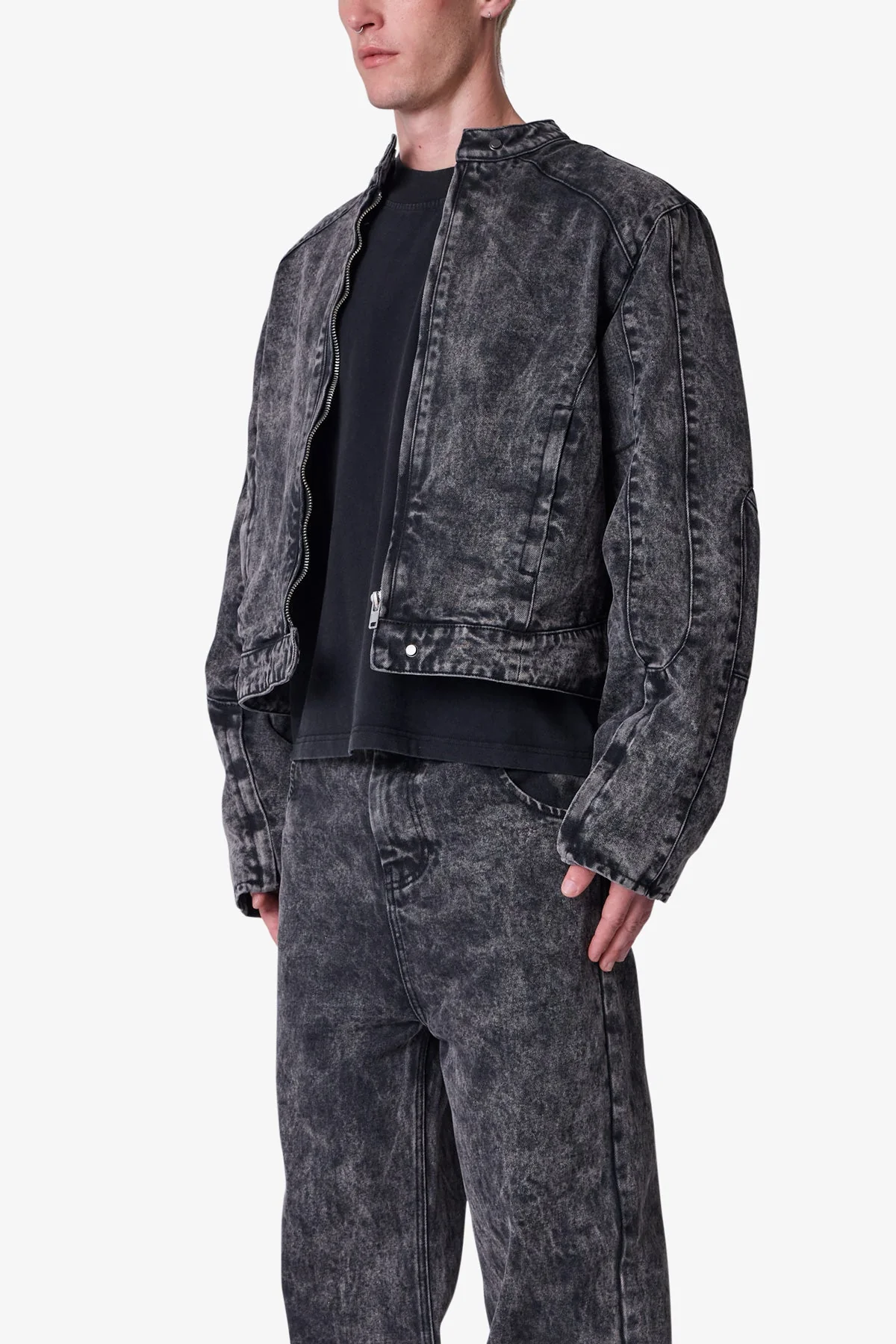 Moto Denim Jacket - Vintage Black - Image 3