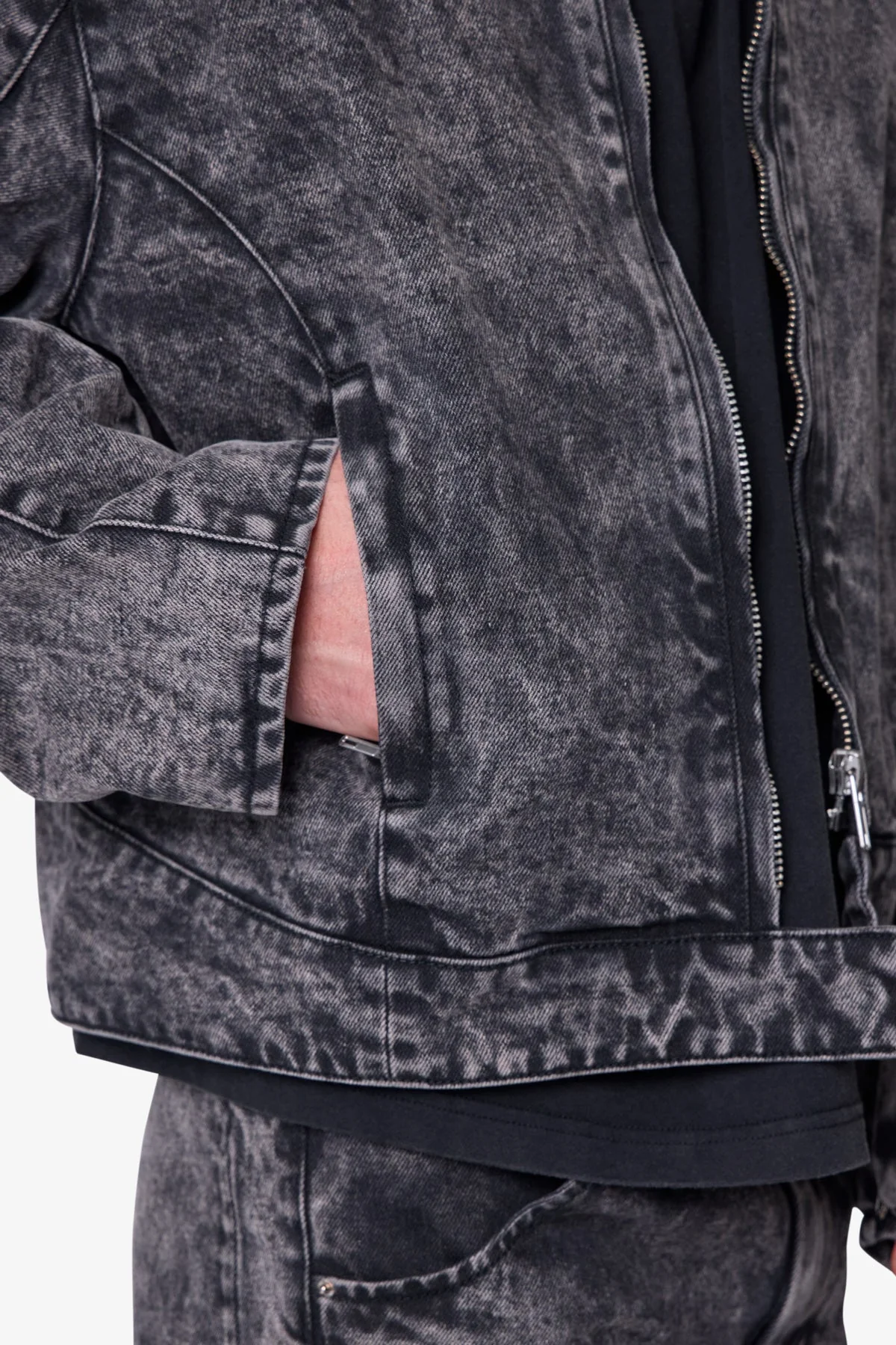 Moto Denim Jacket - Vintage Black - Image 8