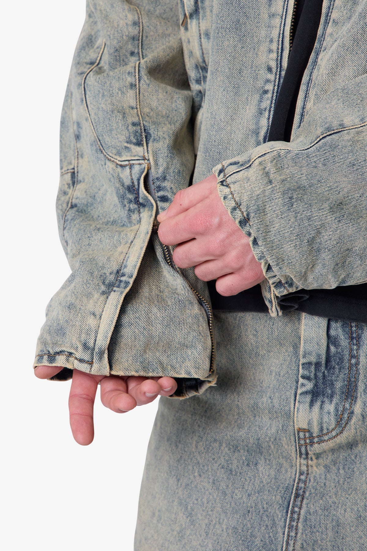 Moto Denim Jacket - Vintage Blue - Image 11
