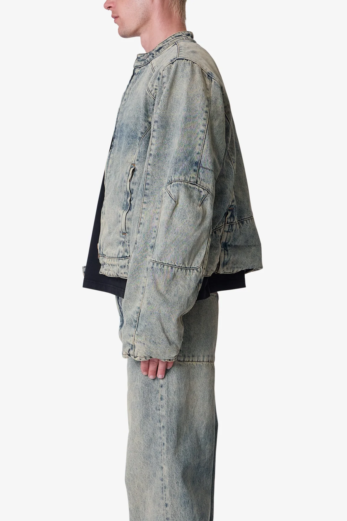 Moto Denim Jacket - Vintage Blue - Image 4