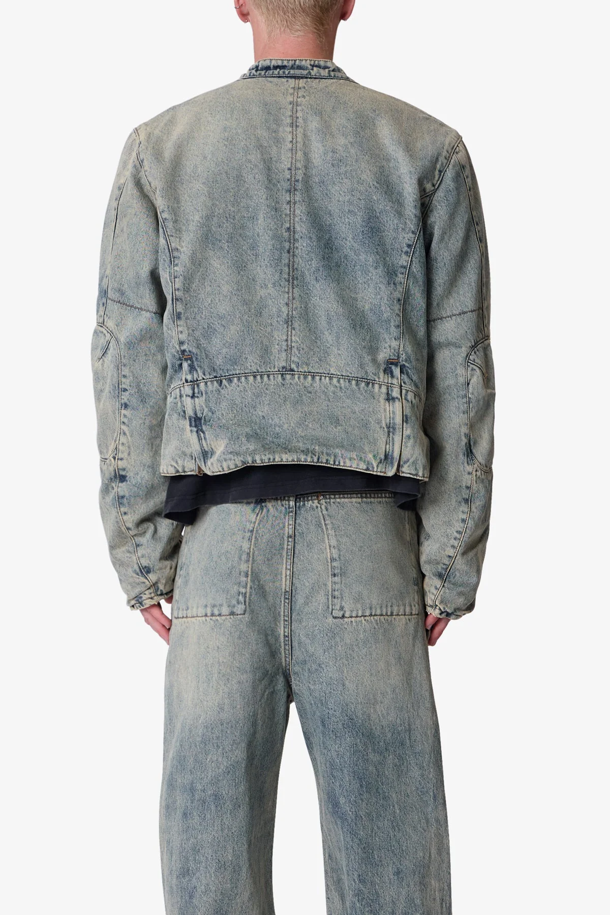Moto Denim Jacket - Vintage Blue - Image 5