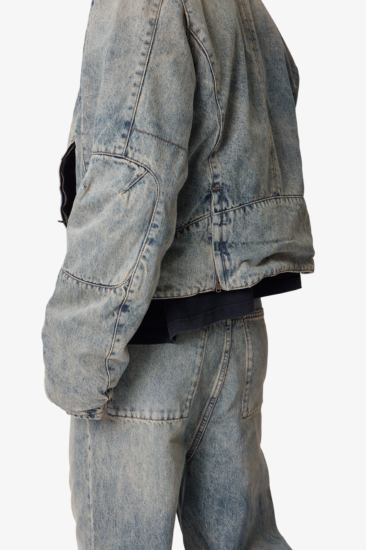 Moto Denim Jacket - Vintage Blue - Image 8