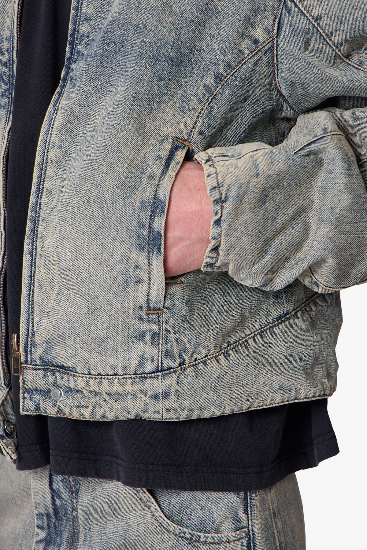 Moto Denim Jacket - Vintage Blue - Image 9