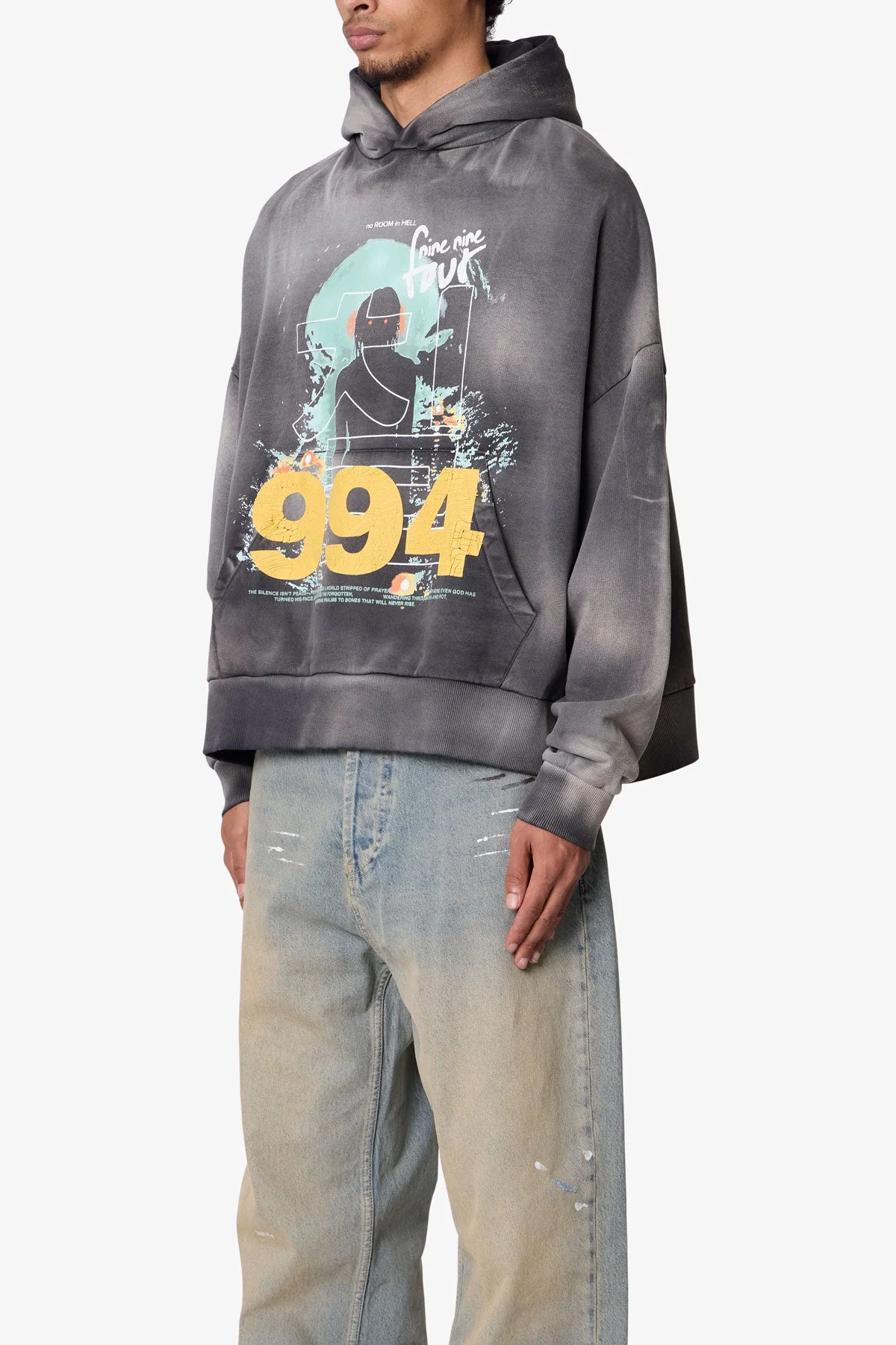 No Room in Hell Printed Hoodie - Washed Black - Image 3