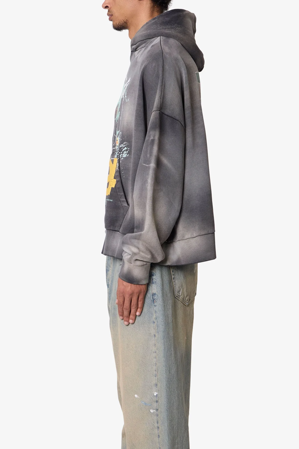 No Room in Hell Printed Hoodie - Washed Black - Image 4