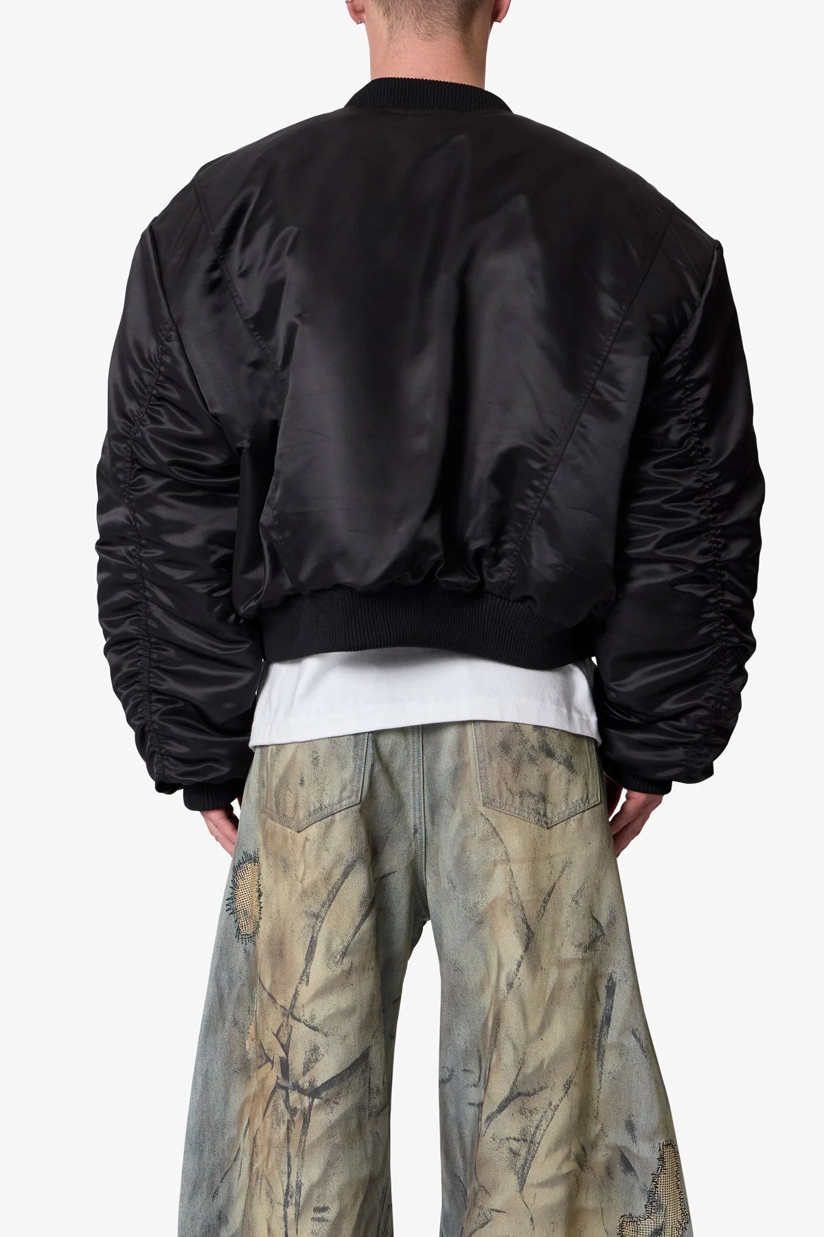 Oversized Bomber Jacket - Black - Image 5
