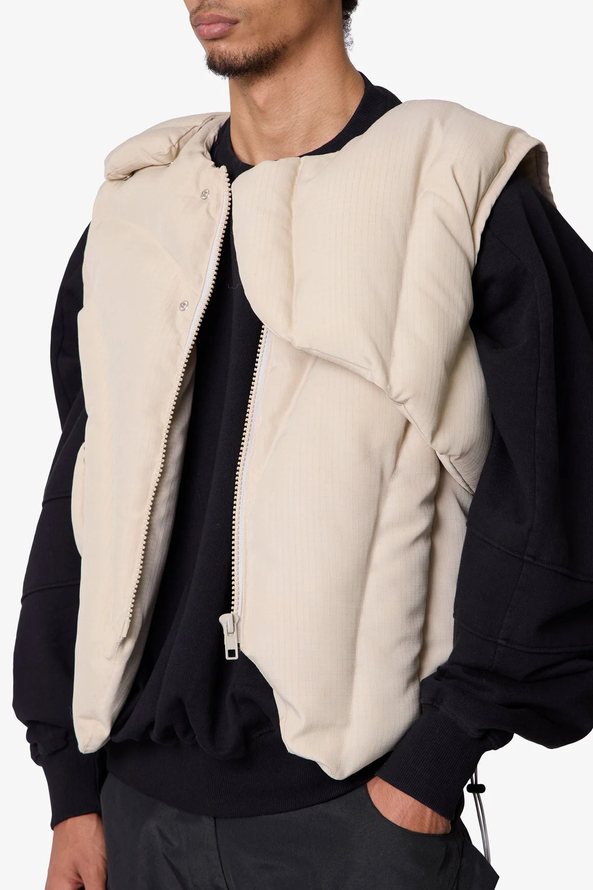 Padded Vest - Off White - Image 7