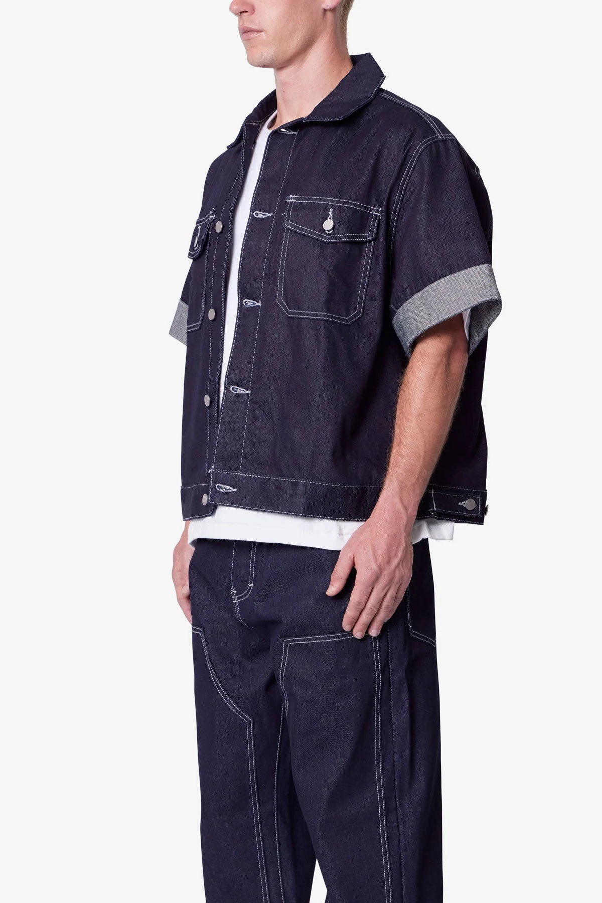 Raw Denim Work Shirt - Blue - Image 3