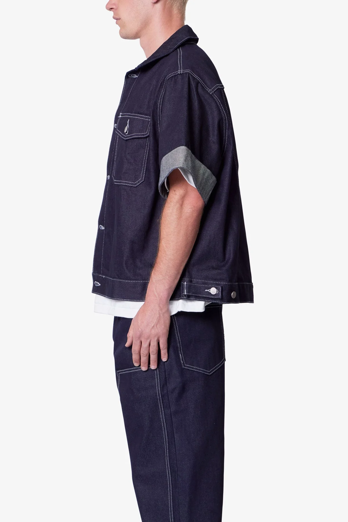 Raw Denim Work Shirt - Blue - Image 4