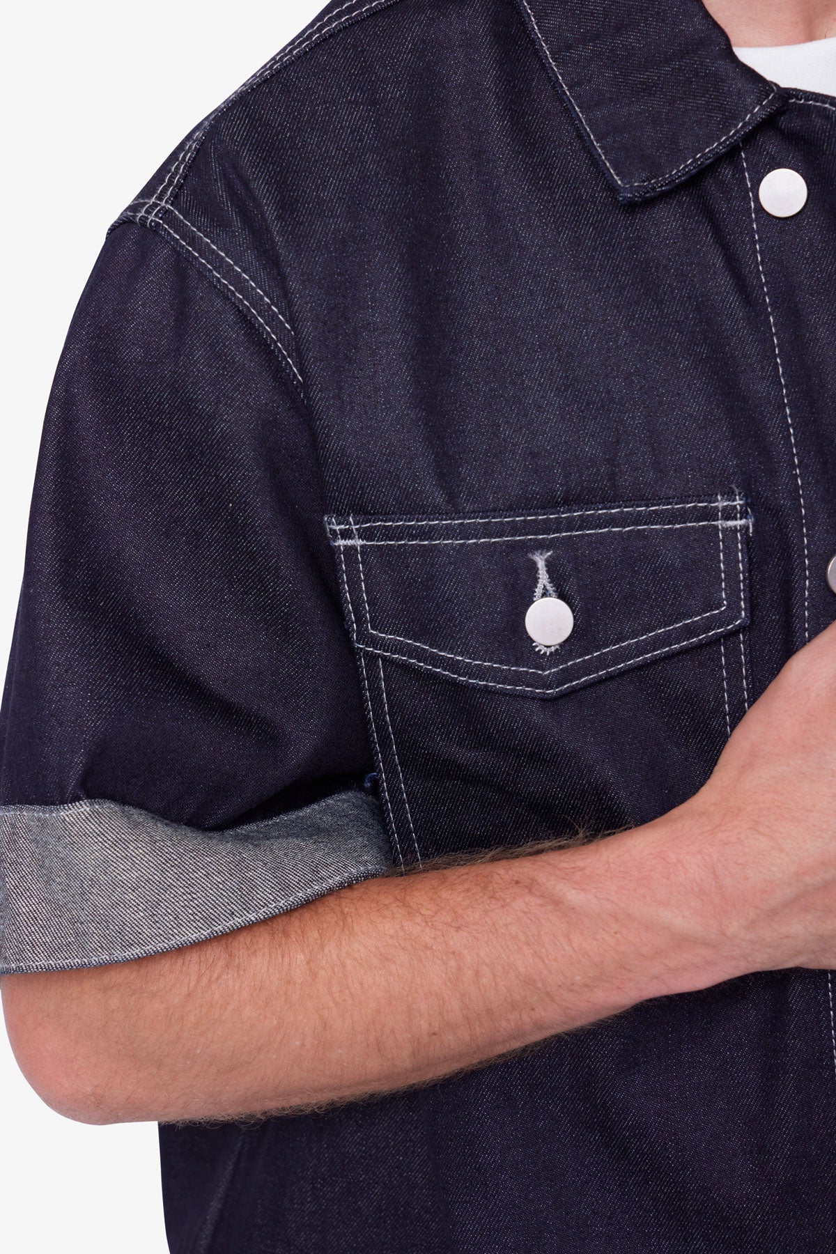 Raw Denim Work Shirt - Blue - Image 8