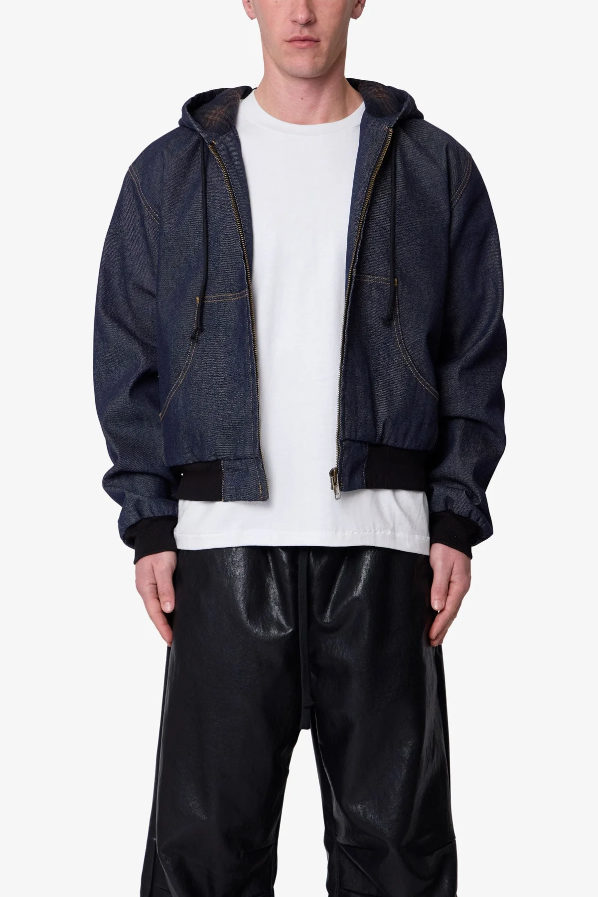 Raw Hooded Denim Jacket - Rinsed Indigo - Image 2