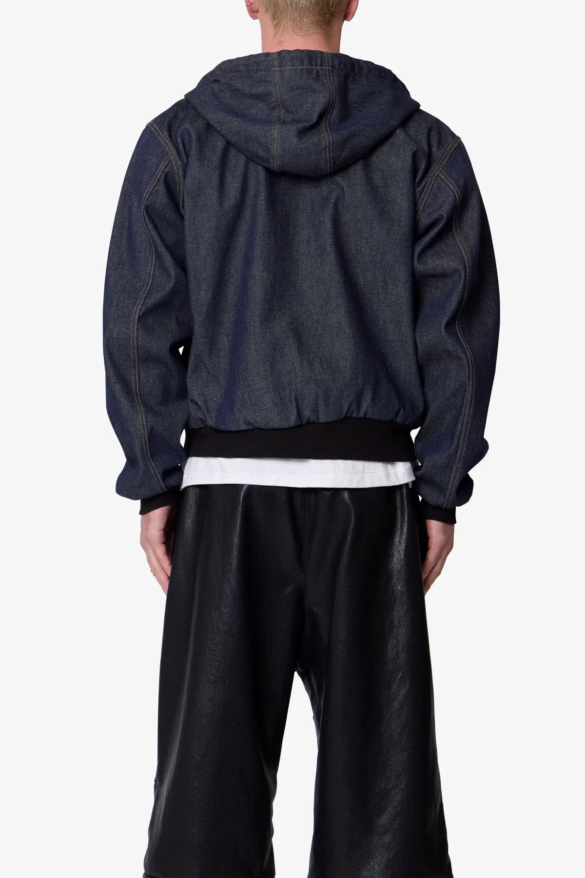 Raw Hooded Denim Jacket - Rinsed Indigo - Image 5