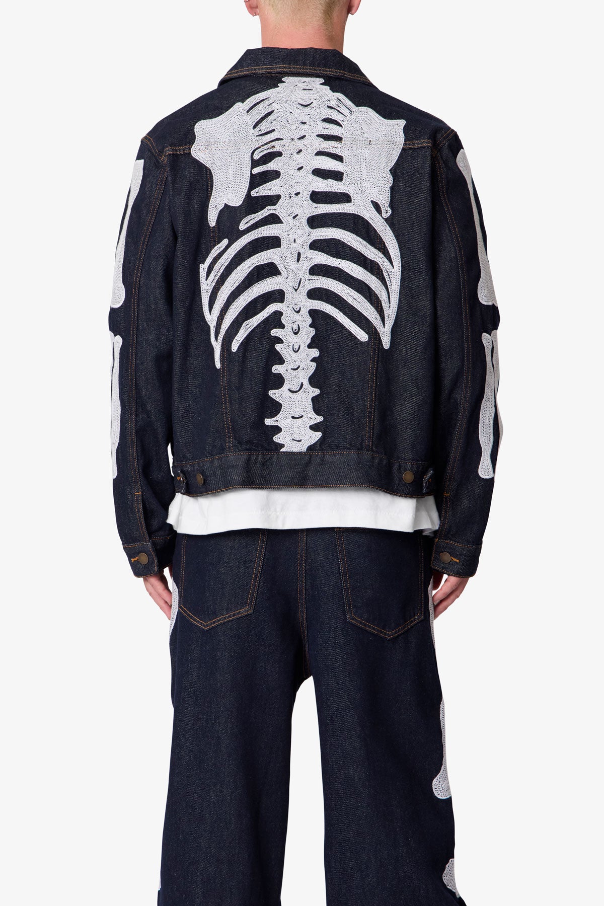 Raw Skeleton Trucker Jacket - Rinsed Indigo - Image 2