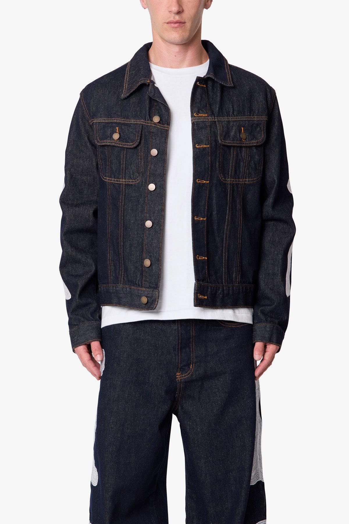 Raw Skeleton Trucker Jacket - Rinsed Indigo - Image 3