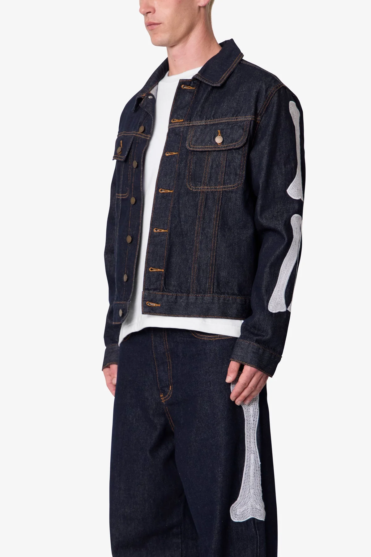 Raw Skeleton Trucker Jacket - Rinsed Indigo - Image 4