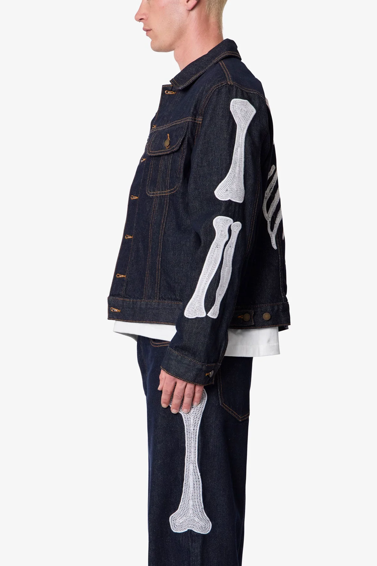 Raw Skeleton Trucker Jacket - Rinsed Indigo - Image 5