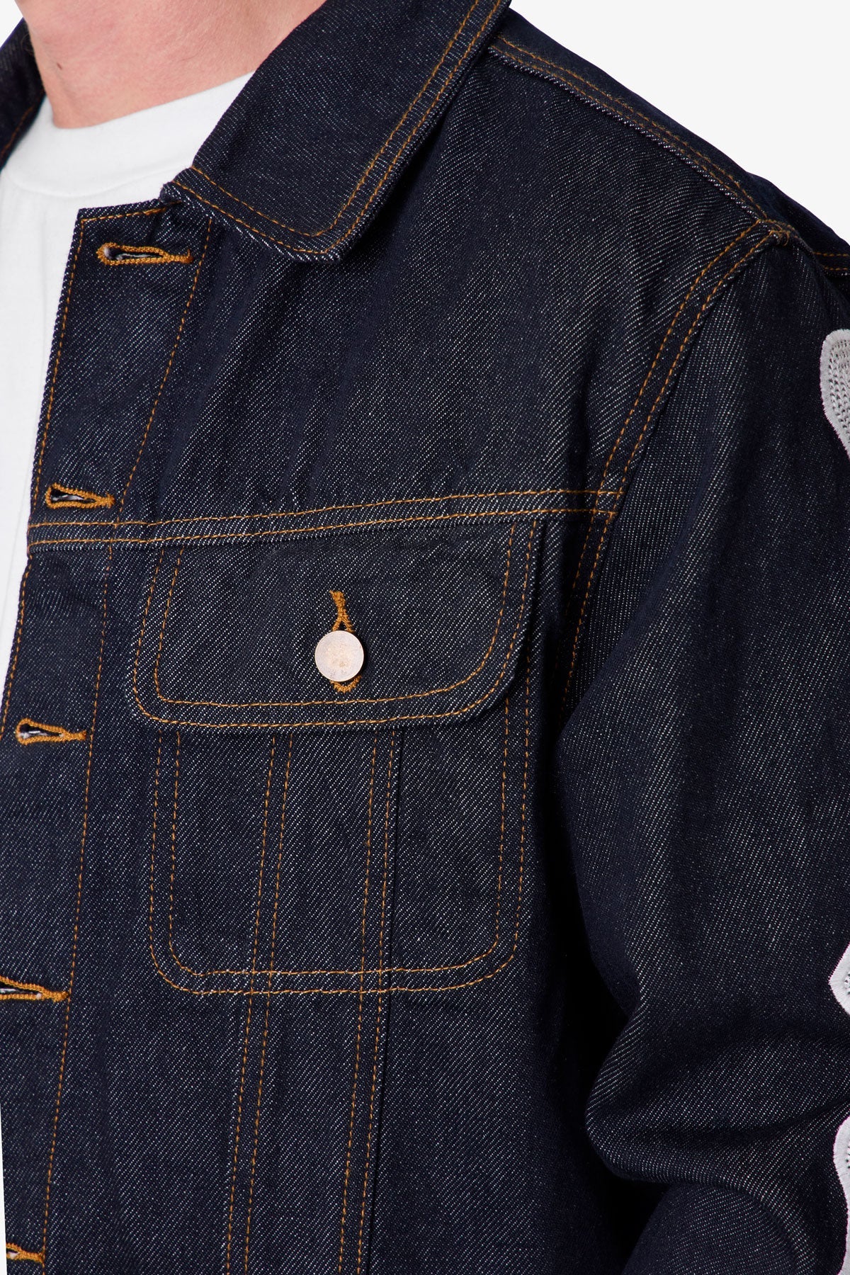 Raw Skeleton Trucker Jacket - Rinsed Indigo - Image 7