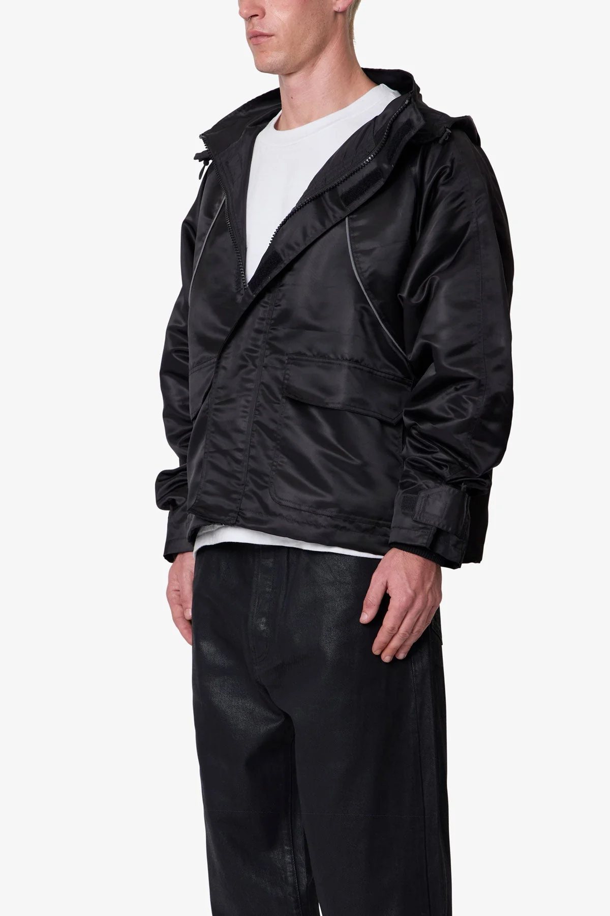 Reflective Piped Parka Jacket - Black - Image 3
