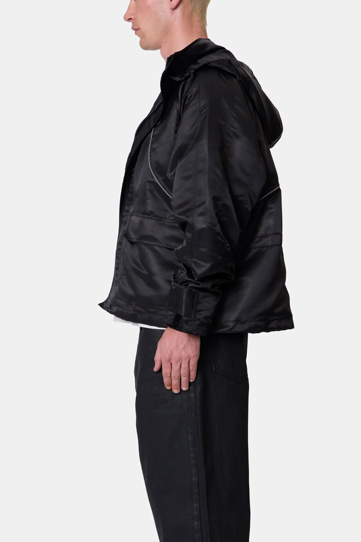 Reflective Piped Parka Jacket - Black - Image 4