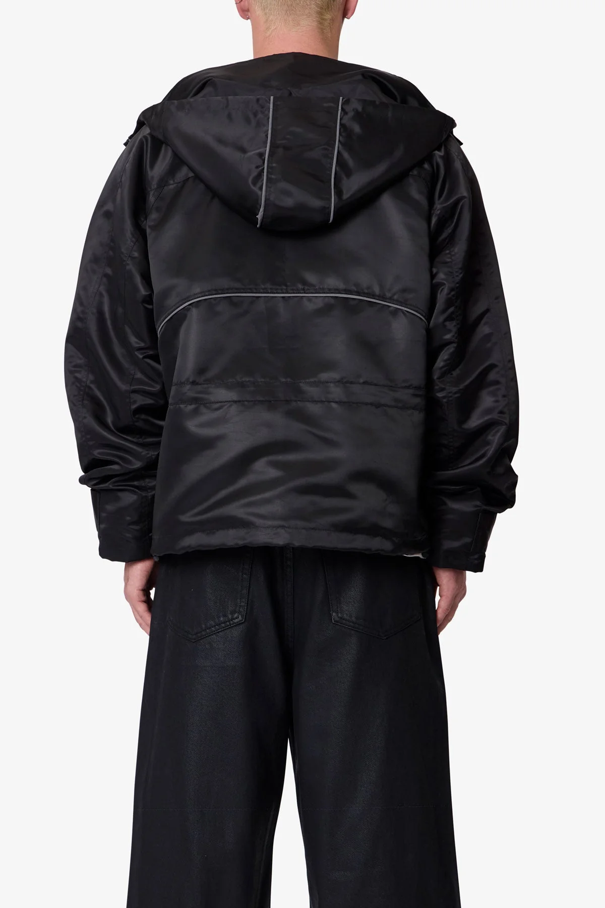 Reflective Piped Parka Jacket - Black - Image 5