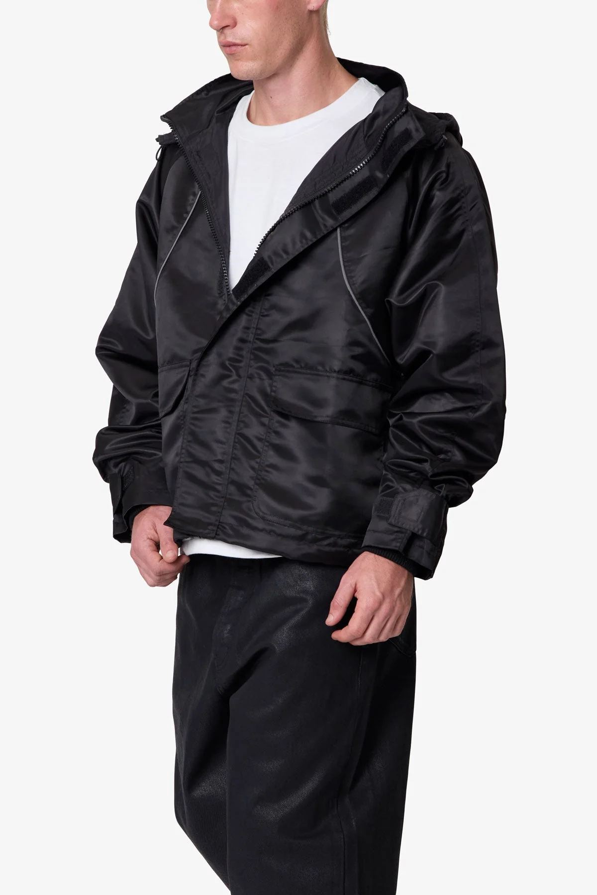 Reflective Piped Parka Jacket - Black - Image 6