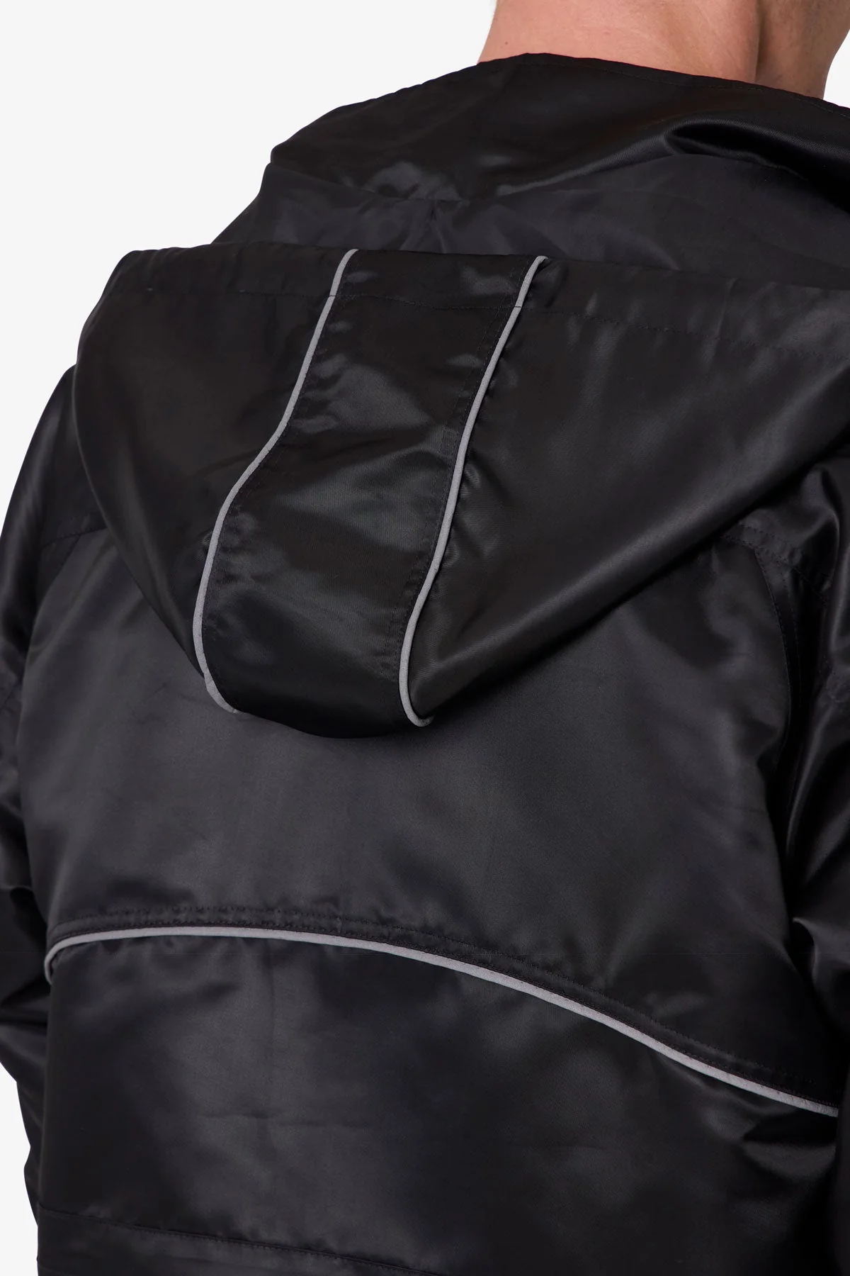 Reflective Piped Parka Jacket - Black - Image 8