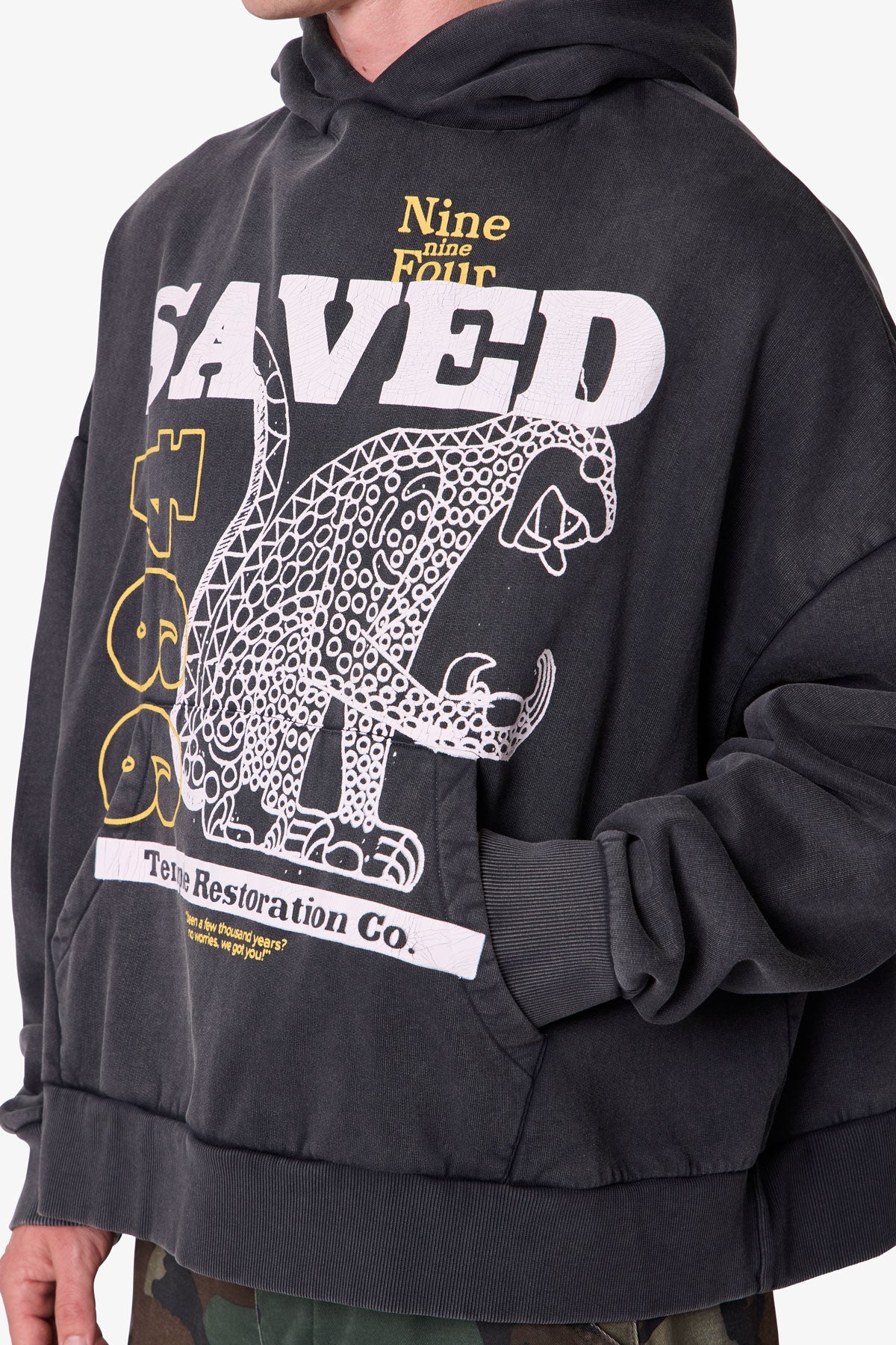 Saved Printed Hoodie - Washed Black - Image 7