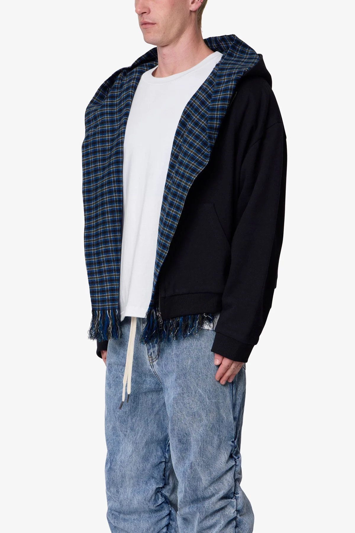 Scarf Zip Up Hoodie - Black - Image 3