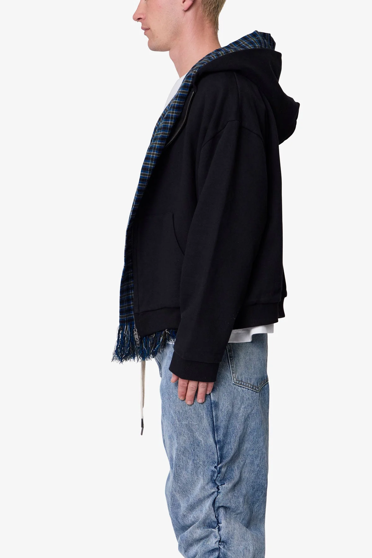 Scarf Zip Up Hoodie - Black - Image 4
