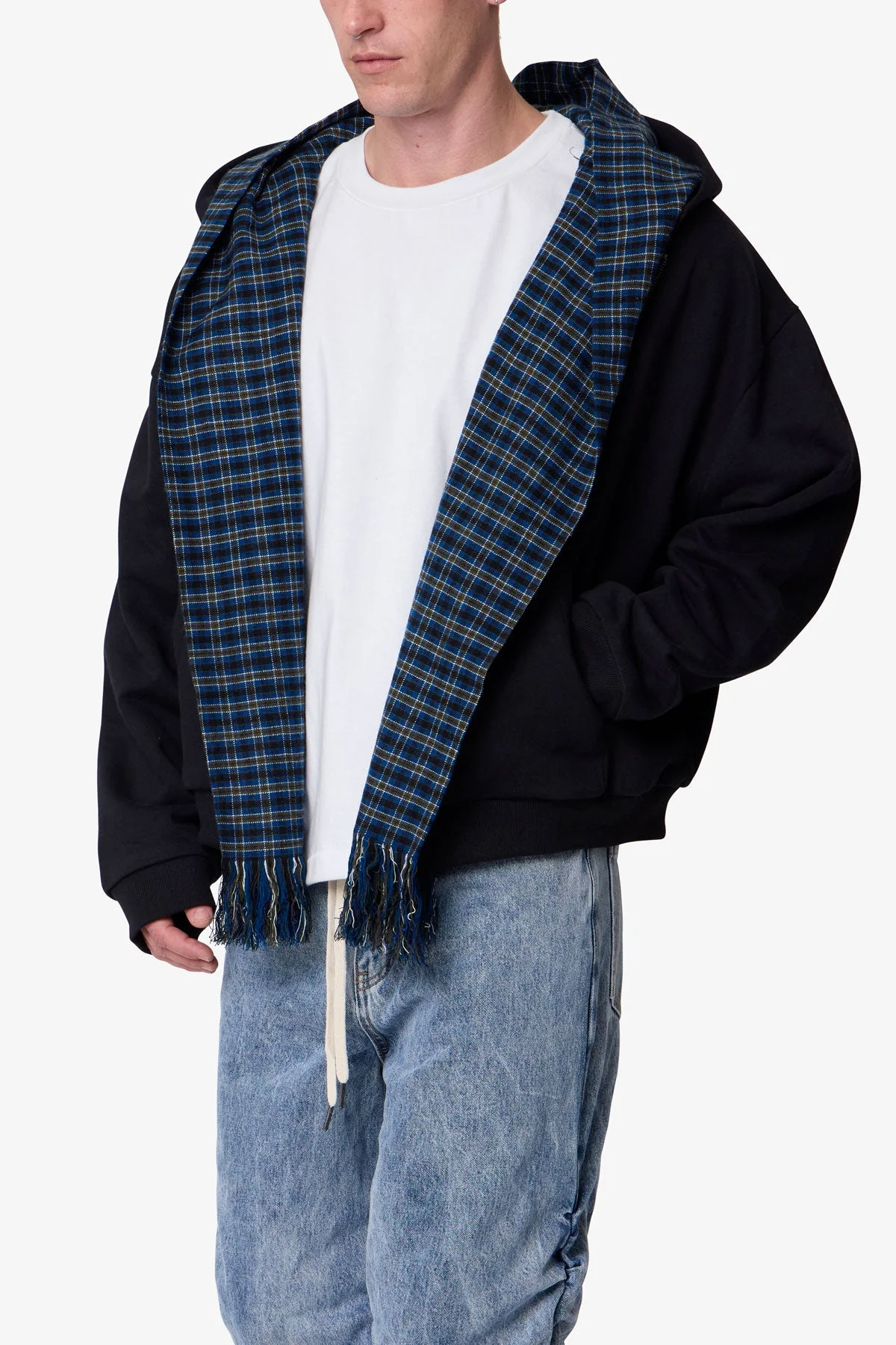 Scarf Zip Up Hoodie - Black - Image 6