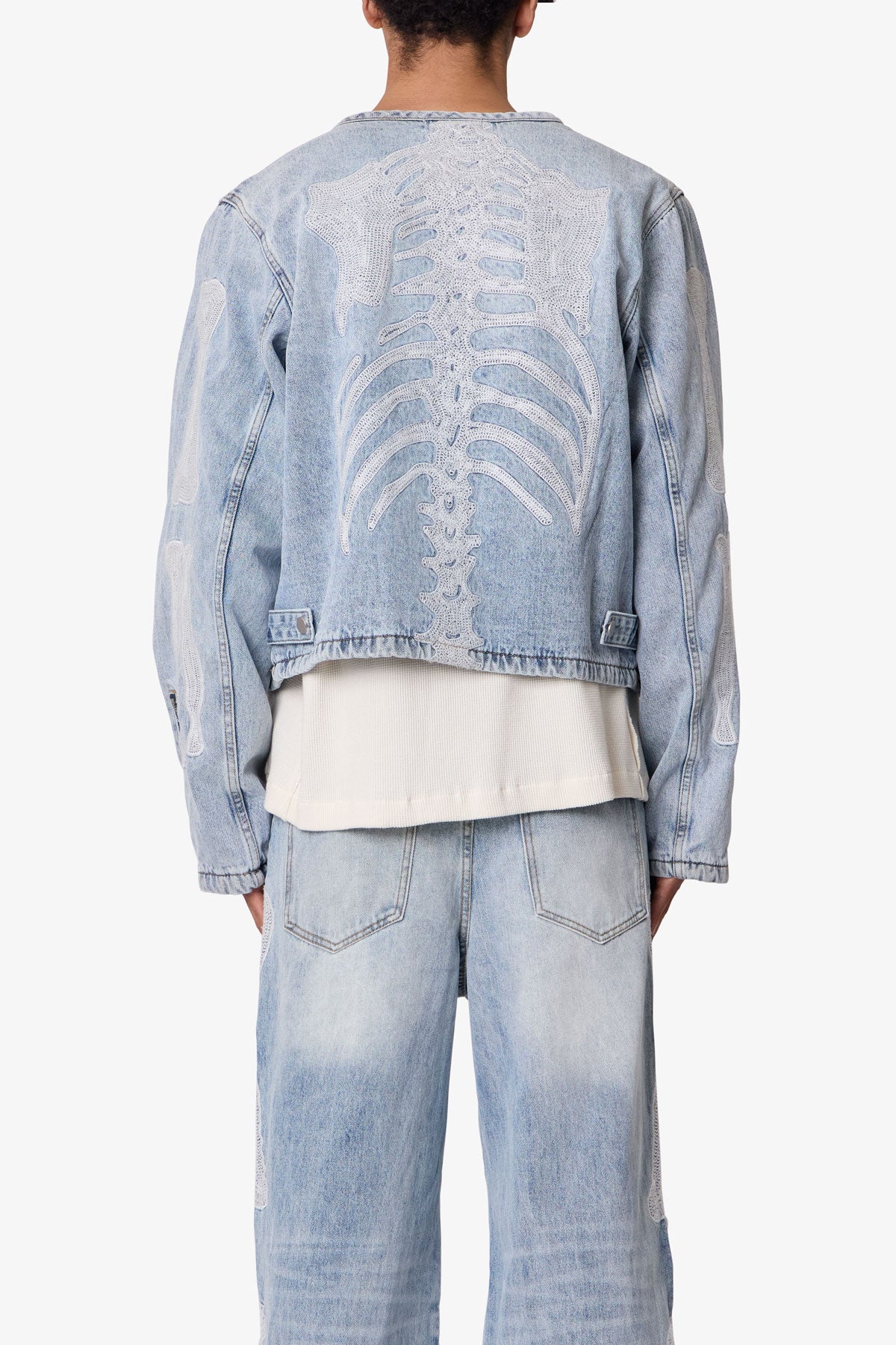 Skeleton Moto Jacket - Washed Blue - Image 5
