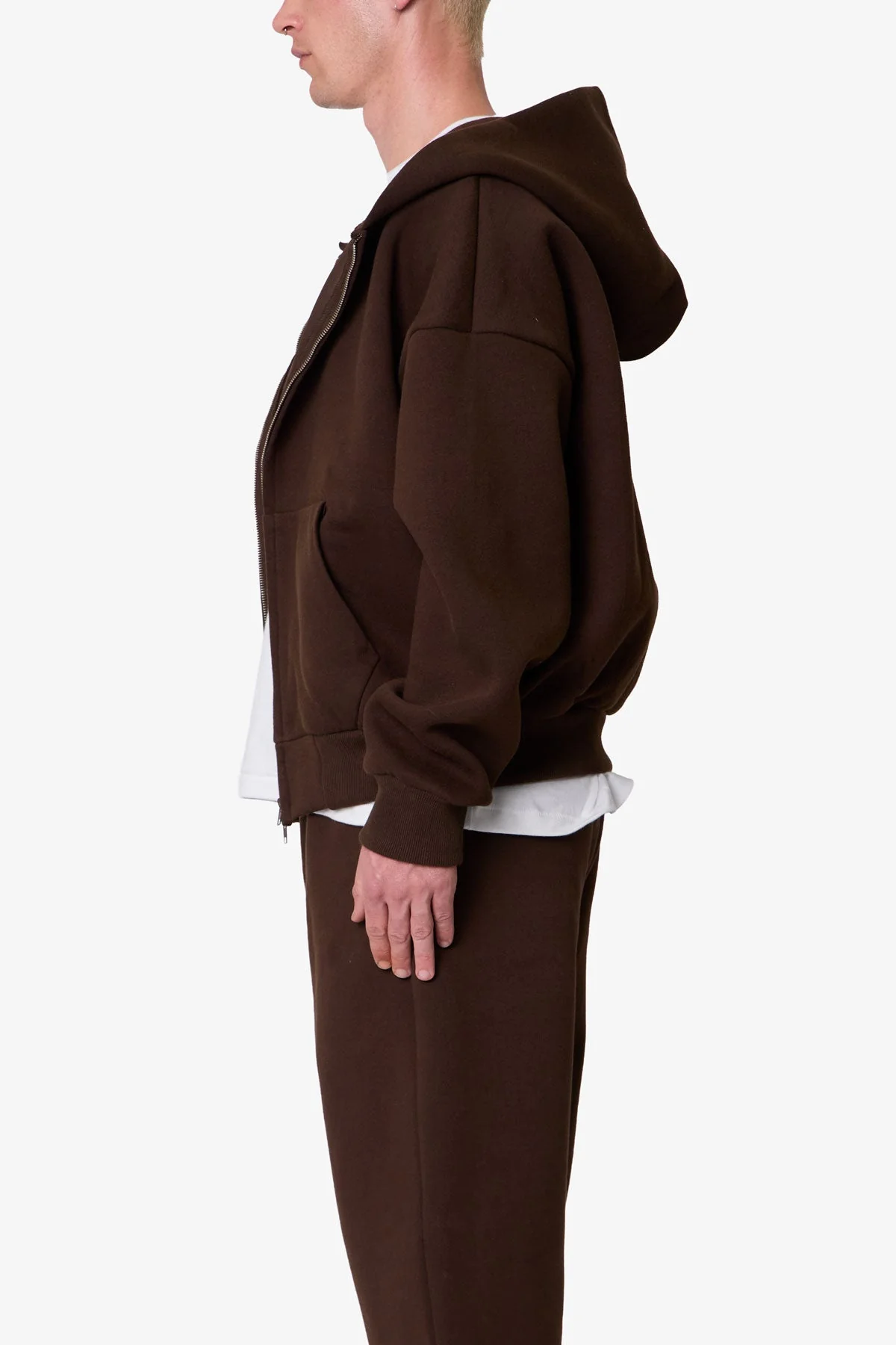 Stiff Lounge Zip Up Hoodie - Brown - Image 4