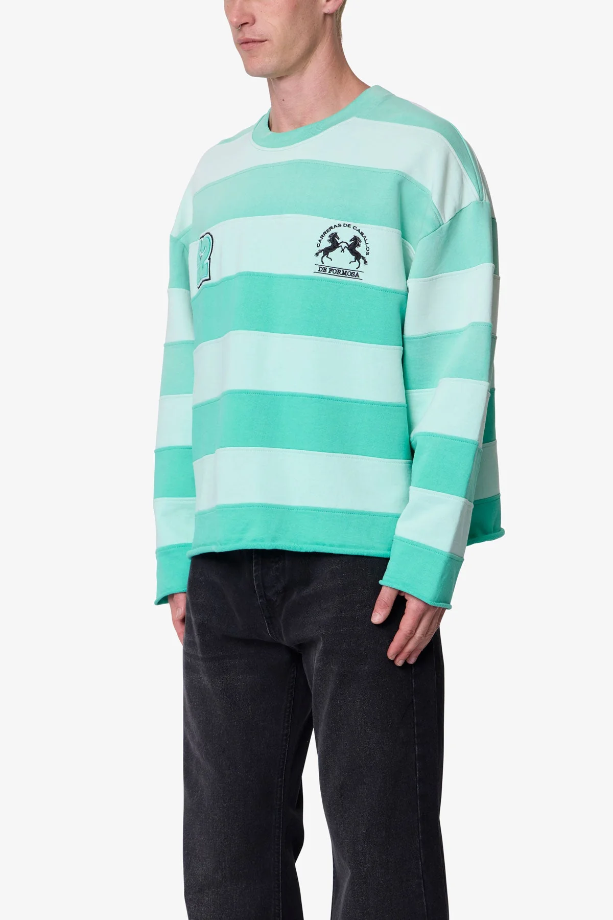 Striped Crewneck Sweater - Green - Image 3