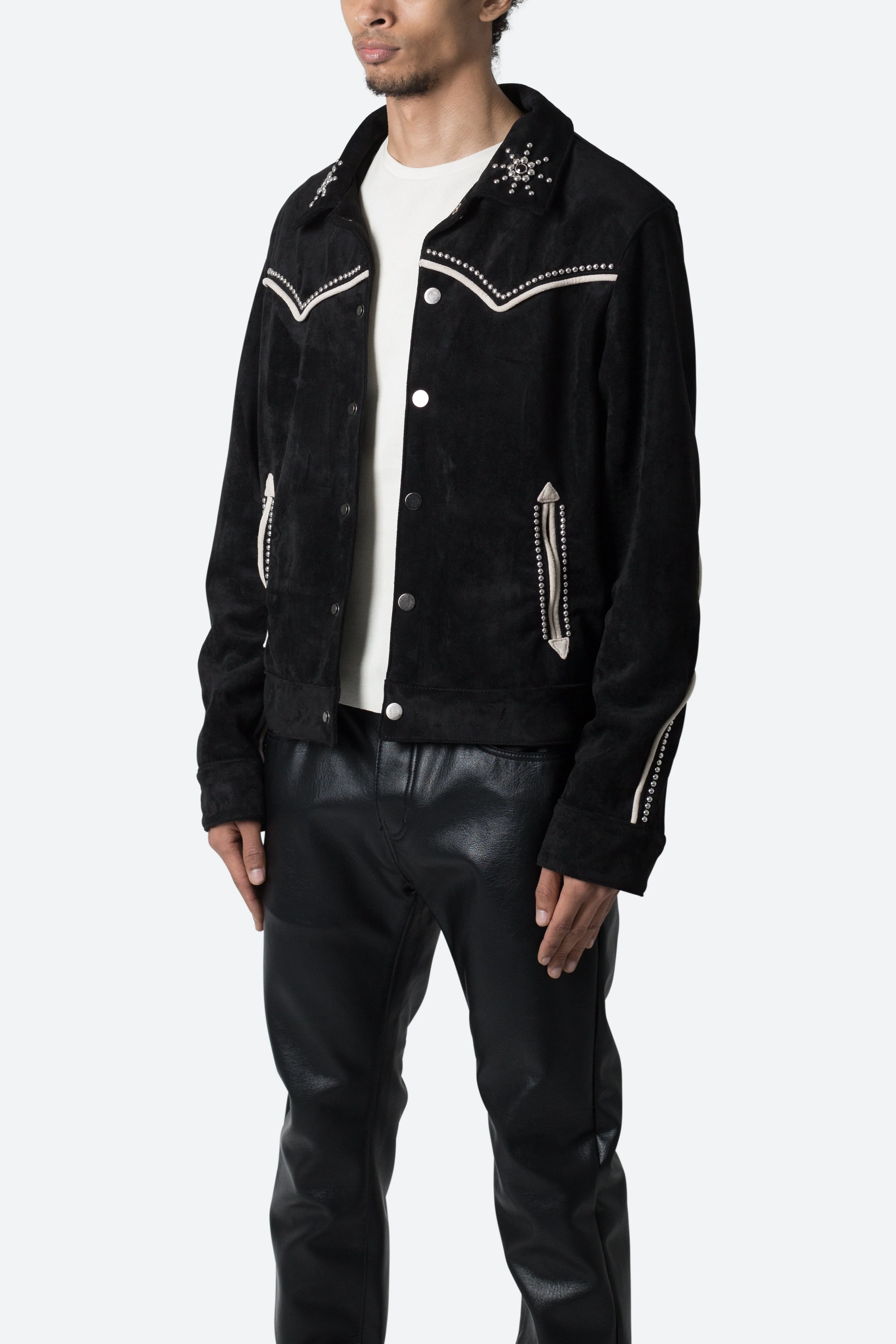Suede Collared Jacket - Black - Image 3