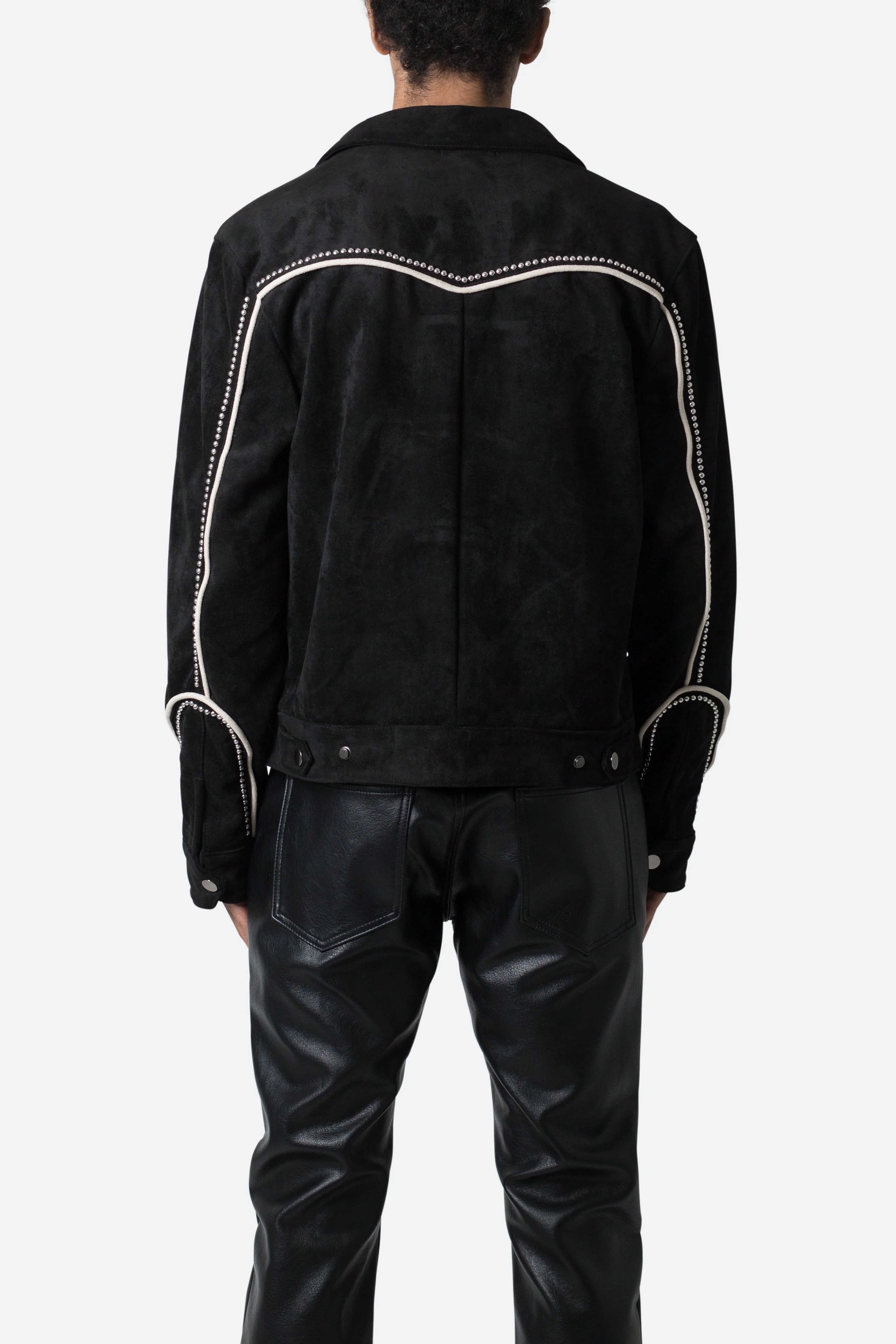 Suede Collared Jacket - Black - Image 5