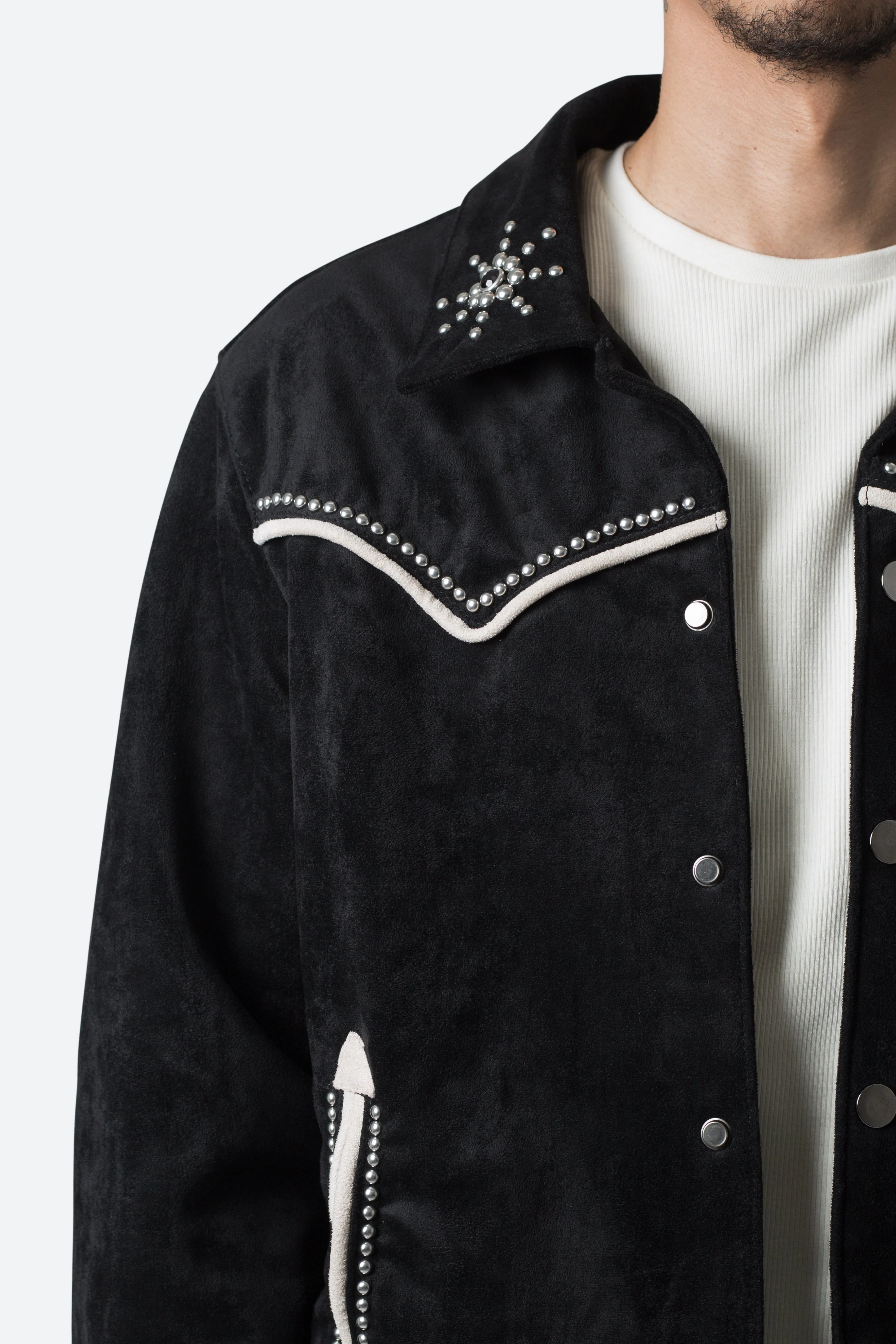 Suede Collared Jacket - Black - Image 8