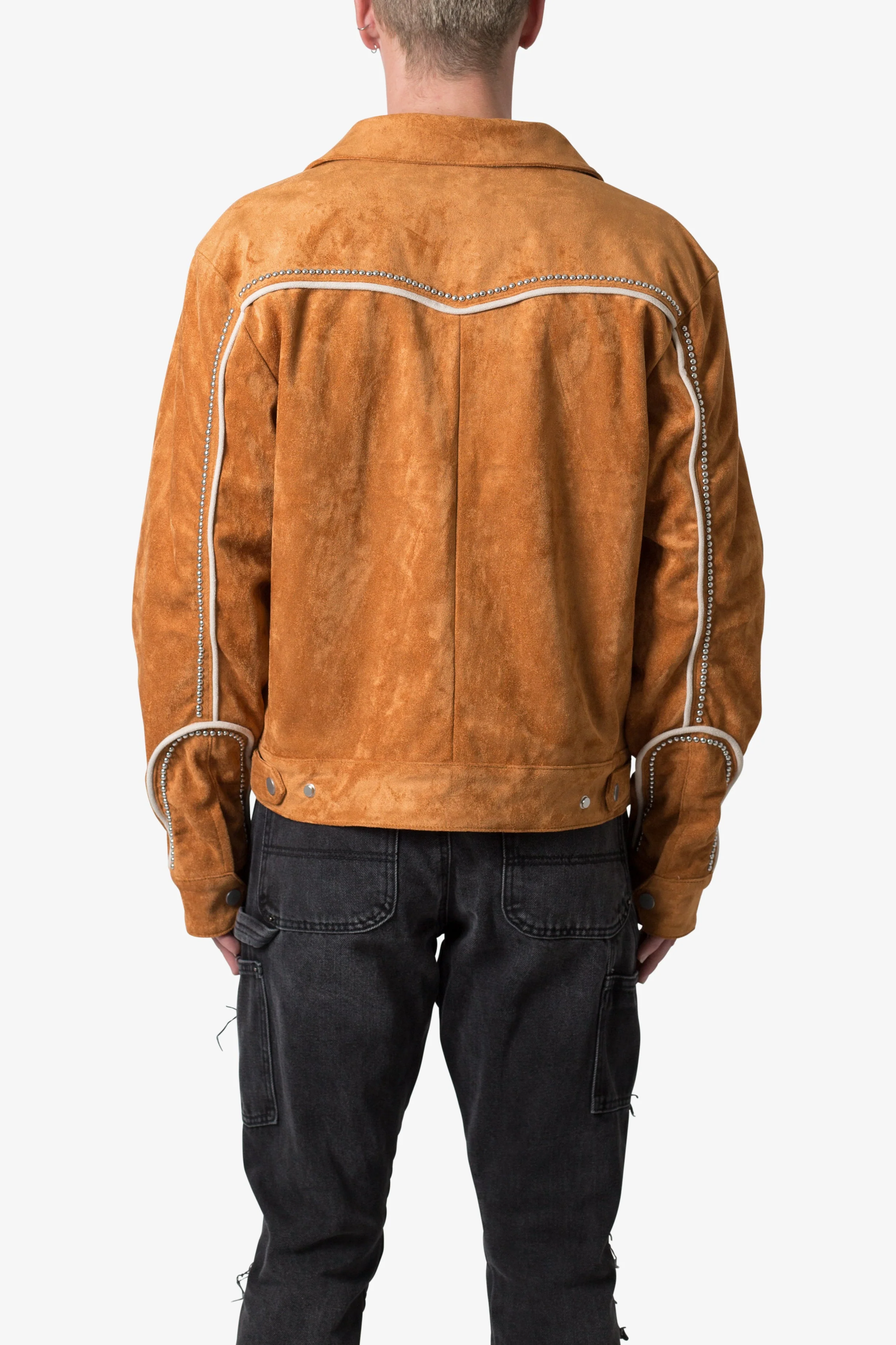 Suede Collared Jacket - Orange - Image 5