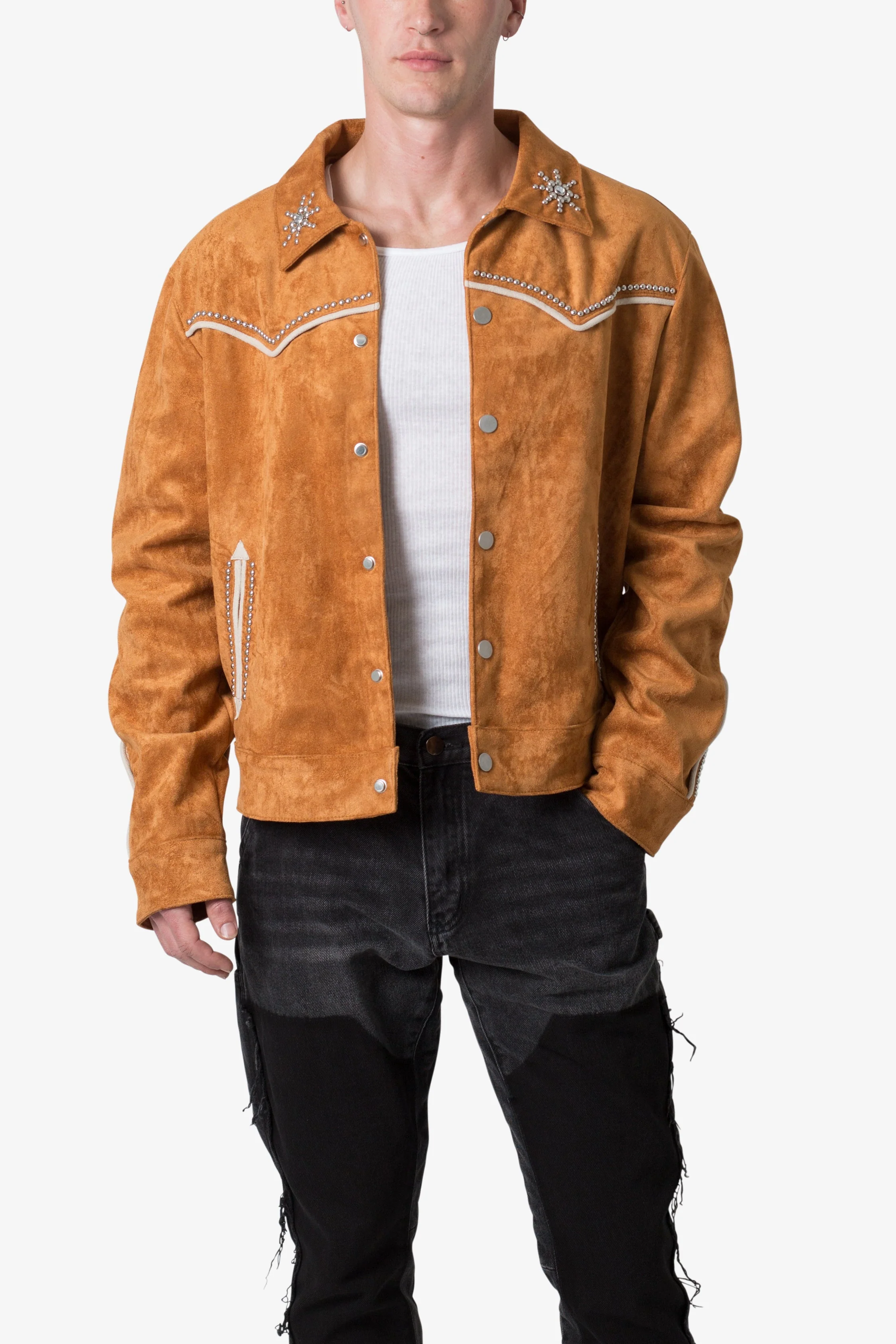 Suede Collared Jacket - Orange - Image 6