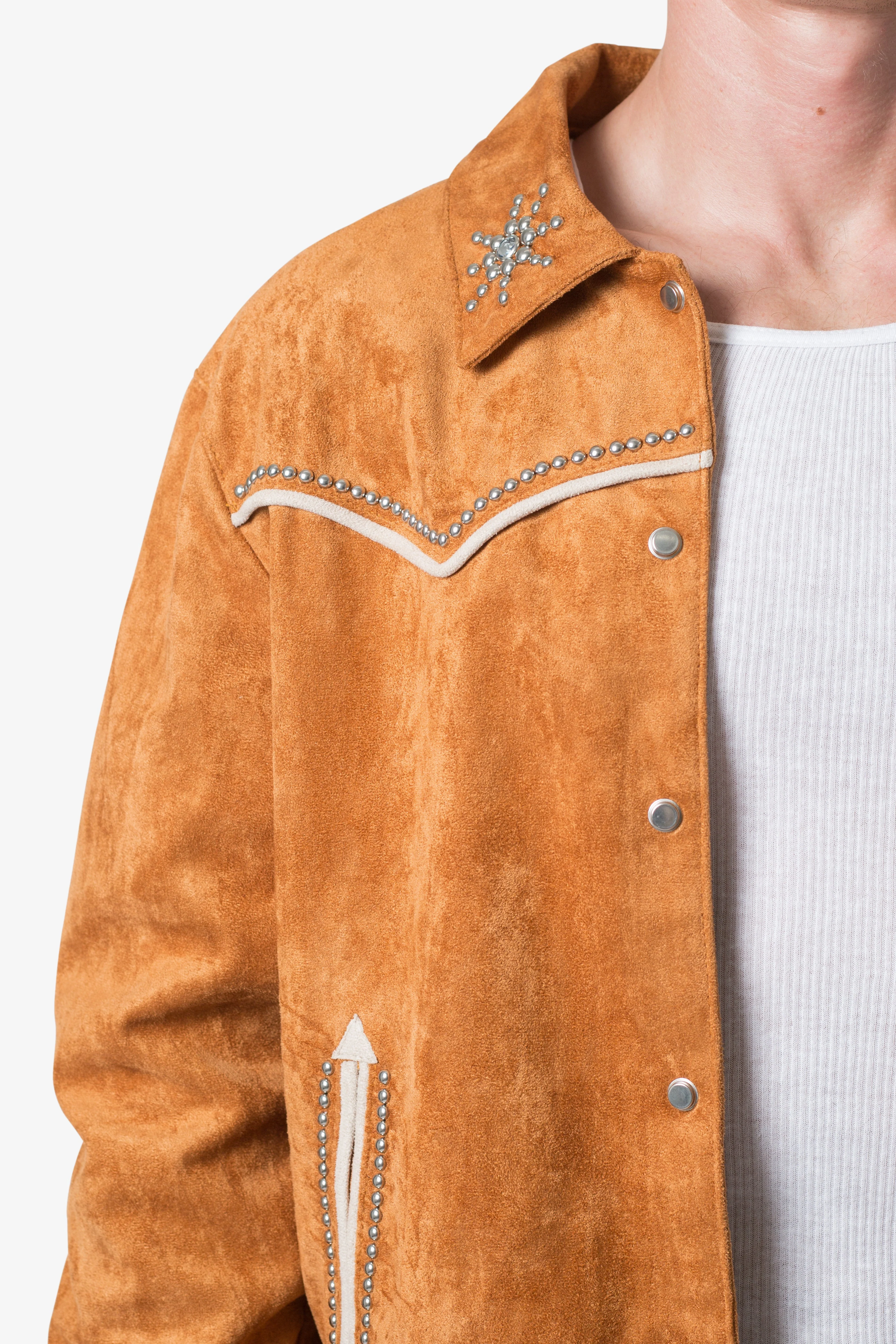 Suede Collared Jacket - Orange - Image 7