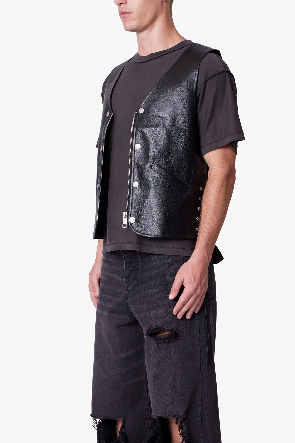 Vintage Biker Vest - Black - Image 3