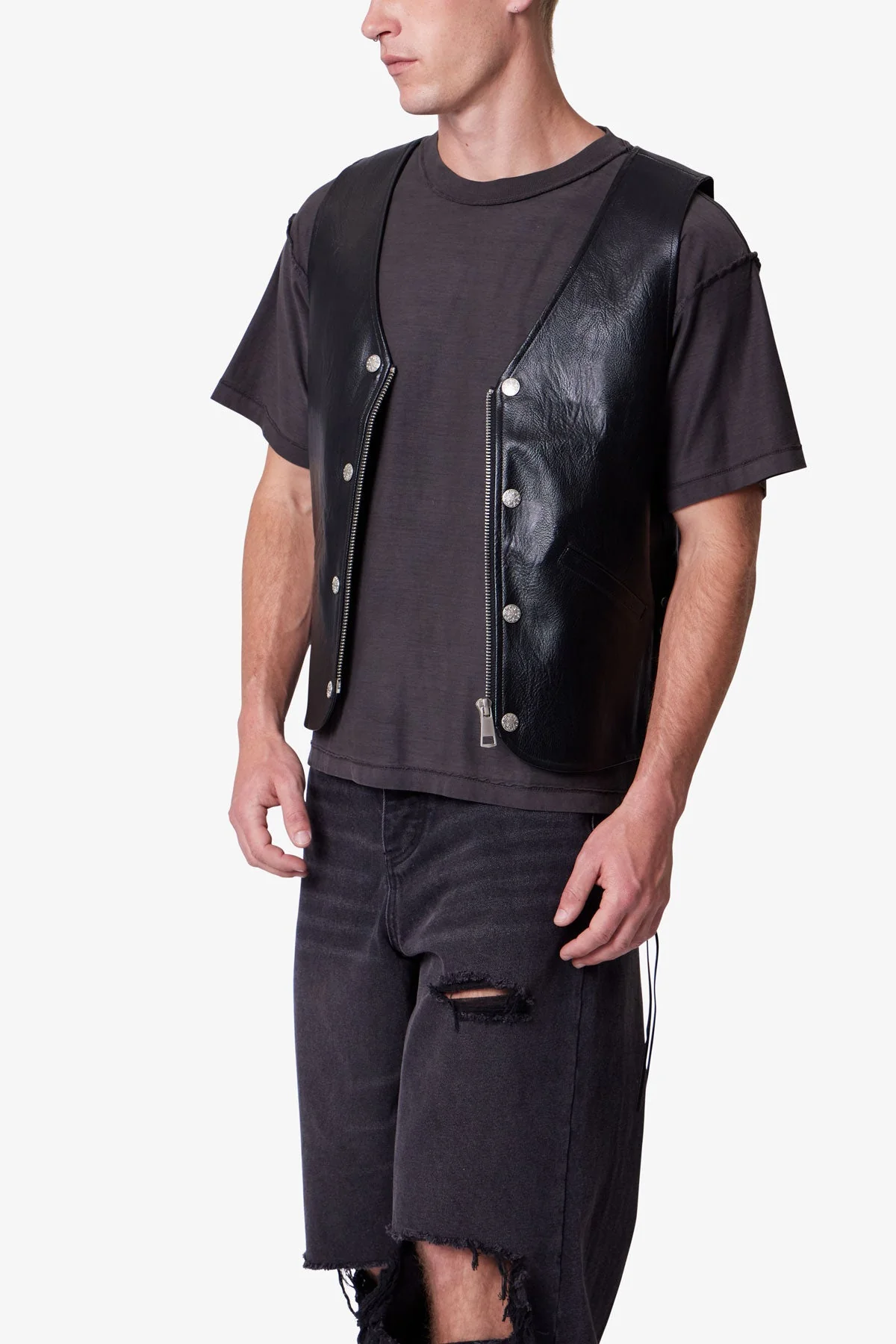 Vintage Biker Vest - Black - Image 6