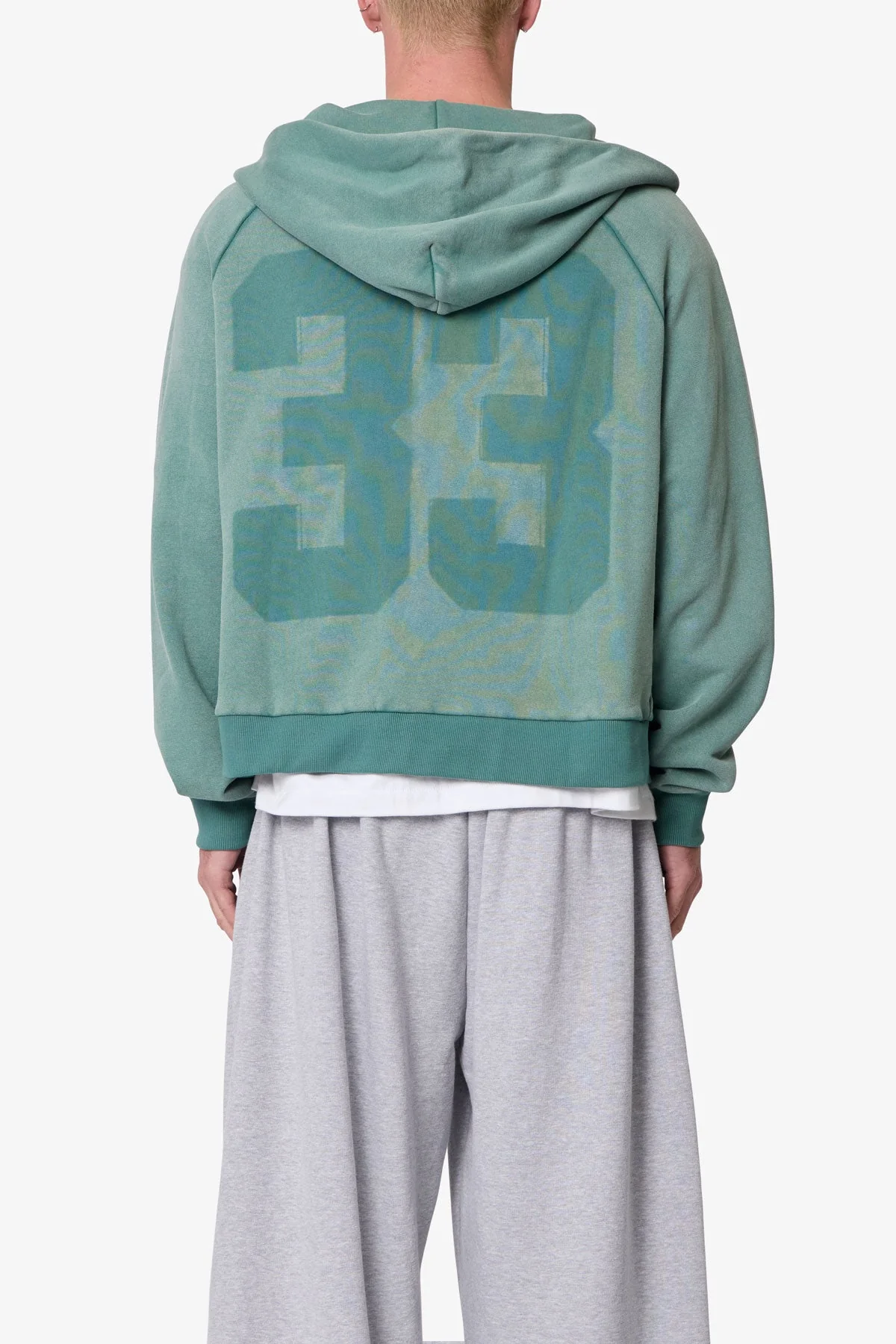 Vintage Raglan Zip Up Hoodie - Green - Image 5