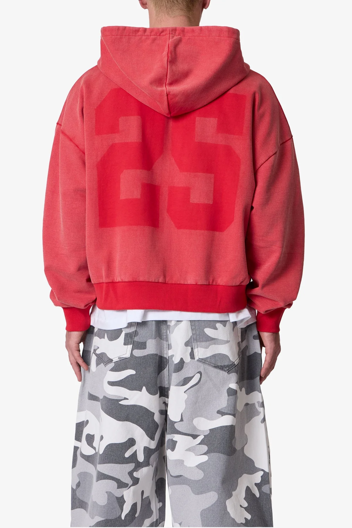 Vintage Zip Up Hoodie - Washed Red - Image 5