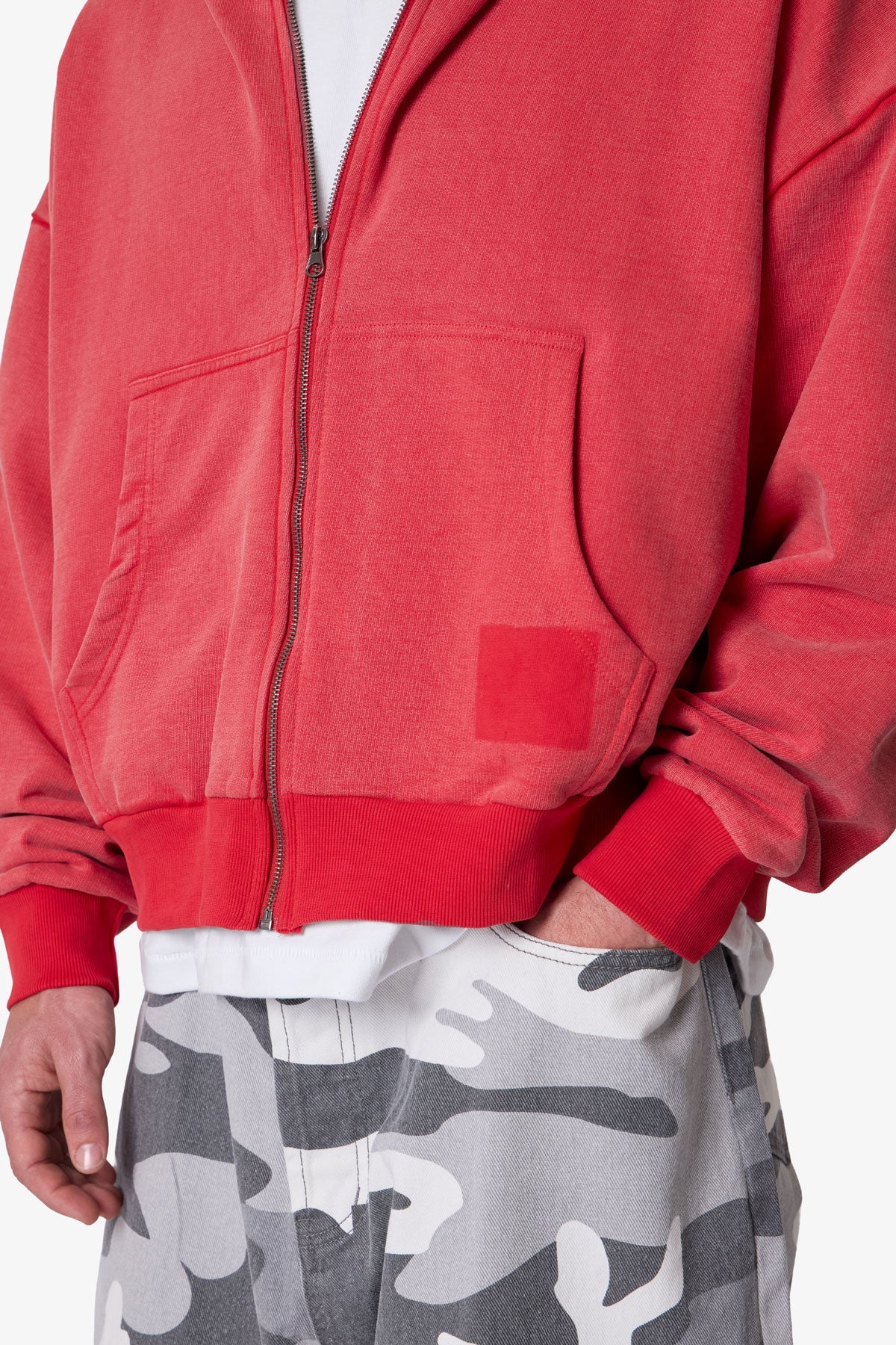 Vintage Zip Up Hoodie - Washed Red - Image 7