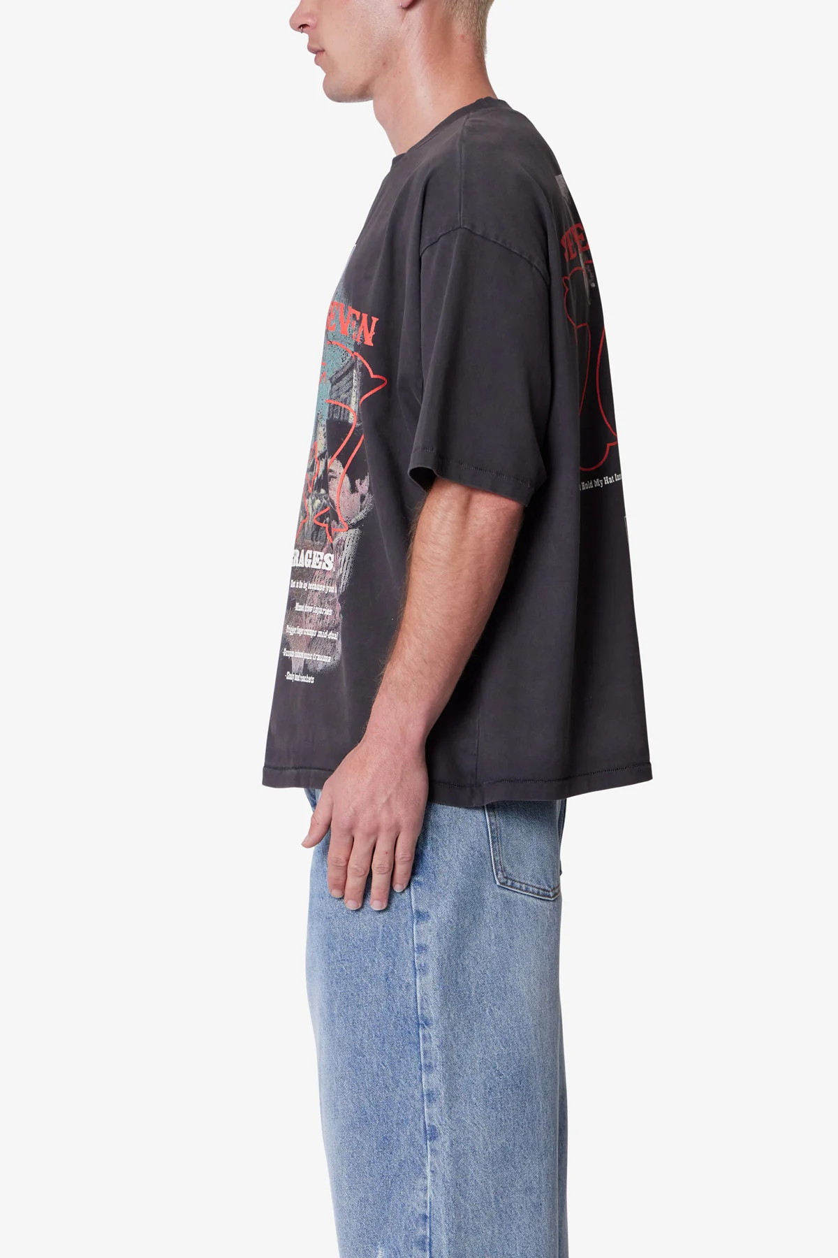 747 Printed Tee - Washed Black - Image 4