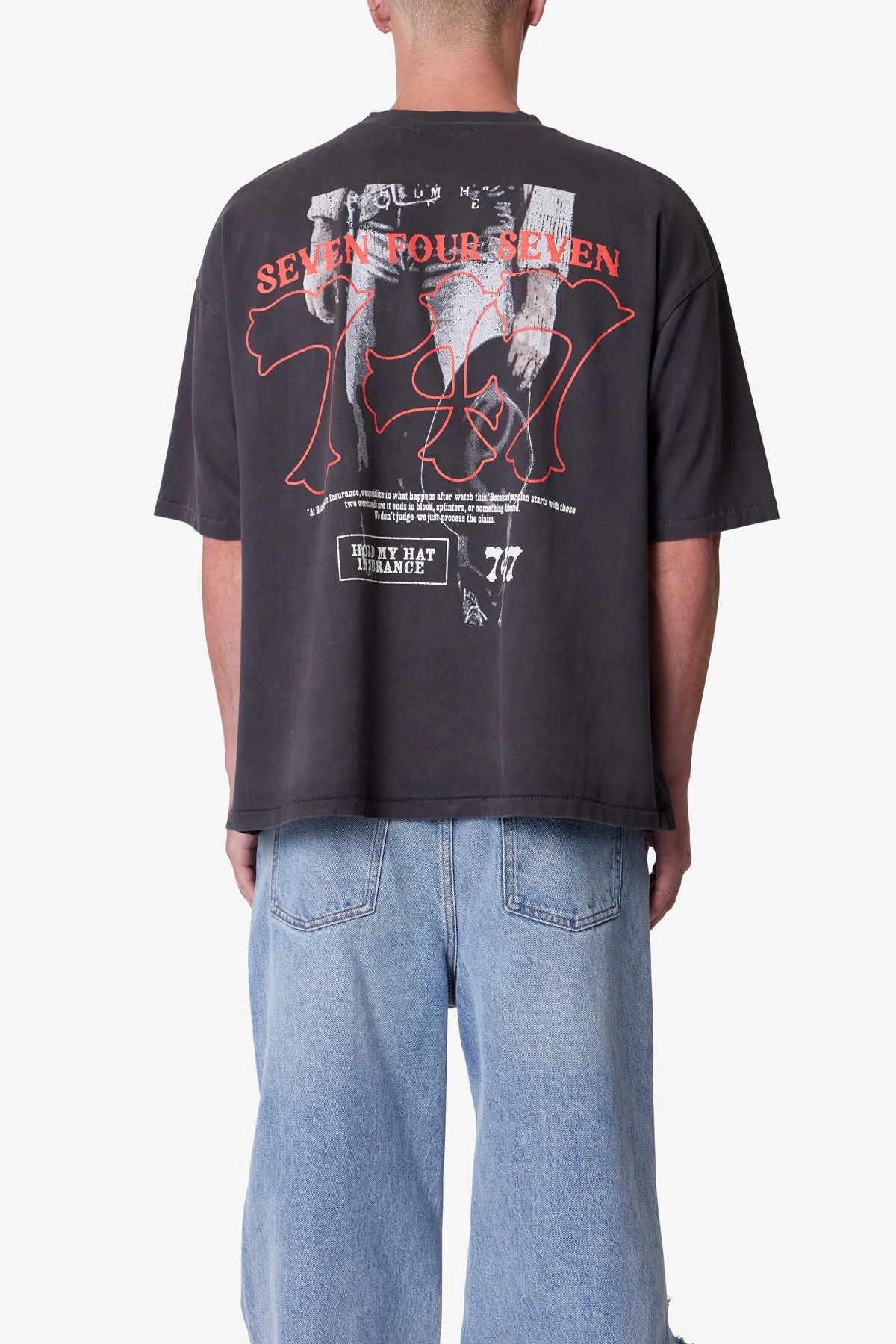 747 Printed Tee - Washed Black - Image 5