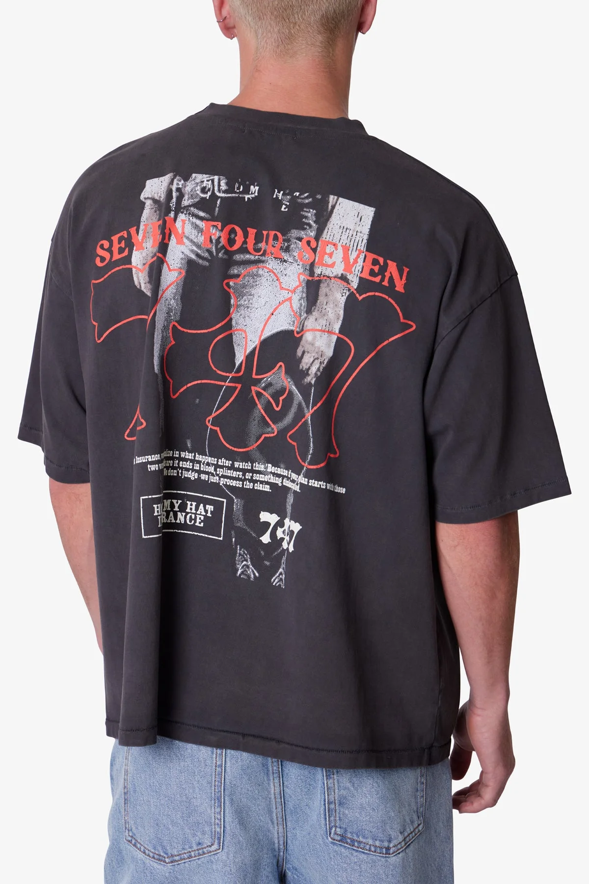 747 Printed Tee - Washed Black - Image 7