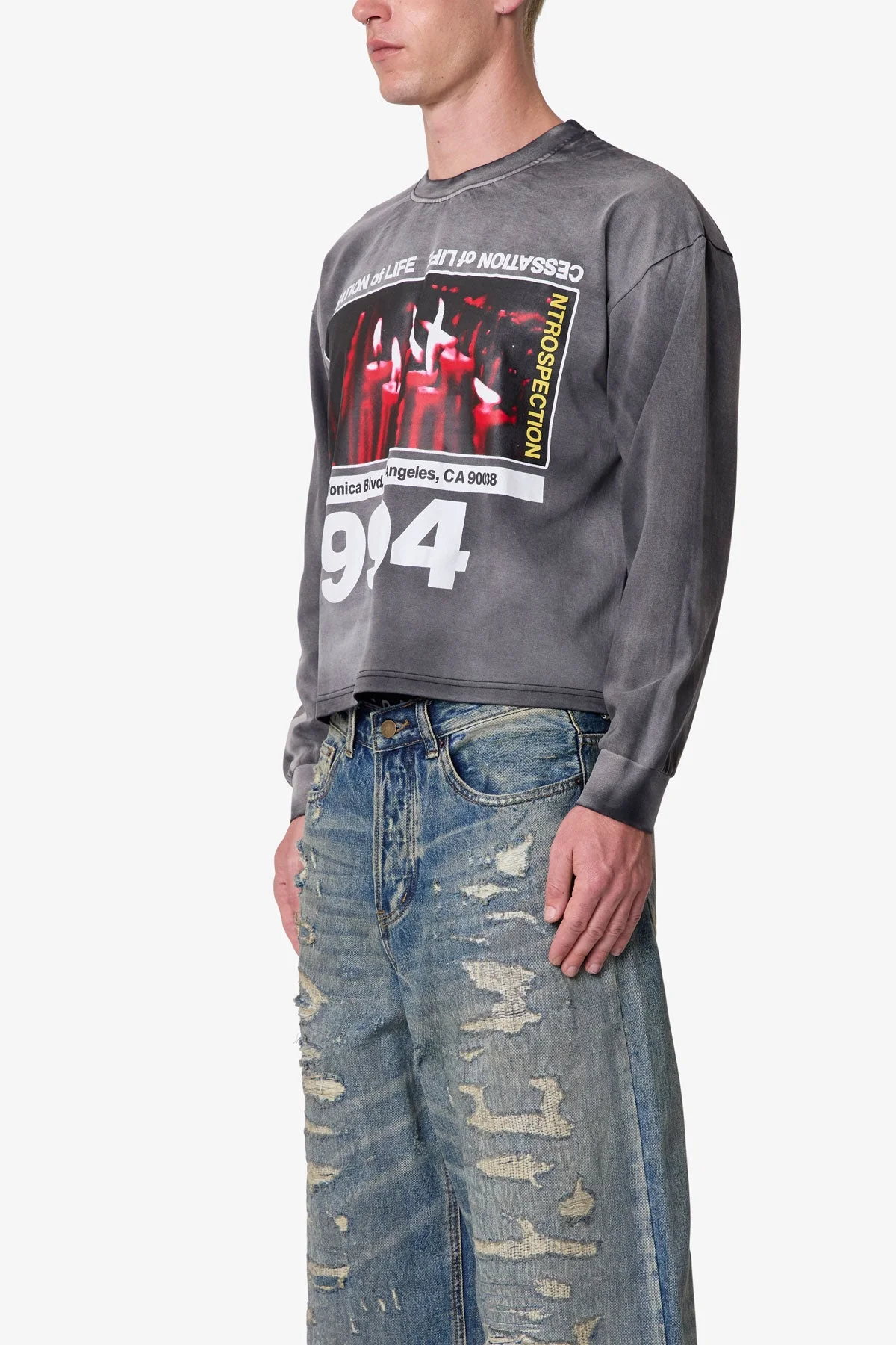 Cessation of Life Printed L/S Tee - Washed Black - Image 3