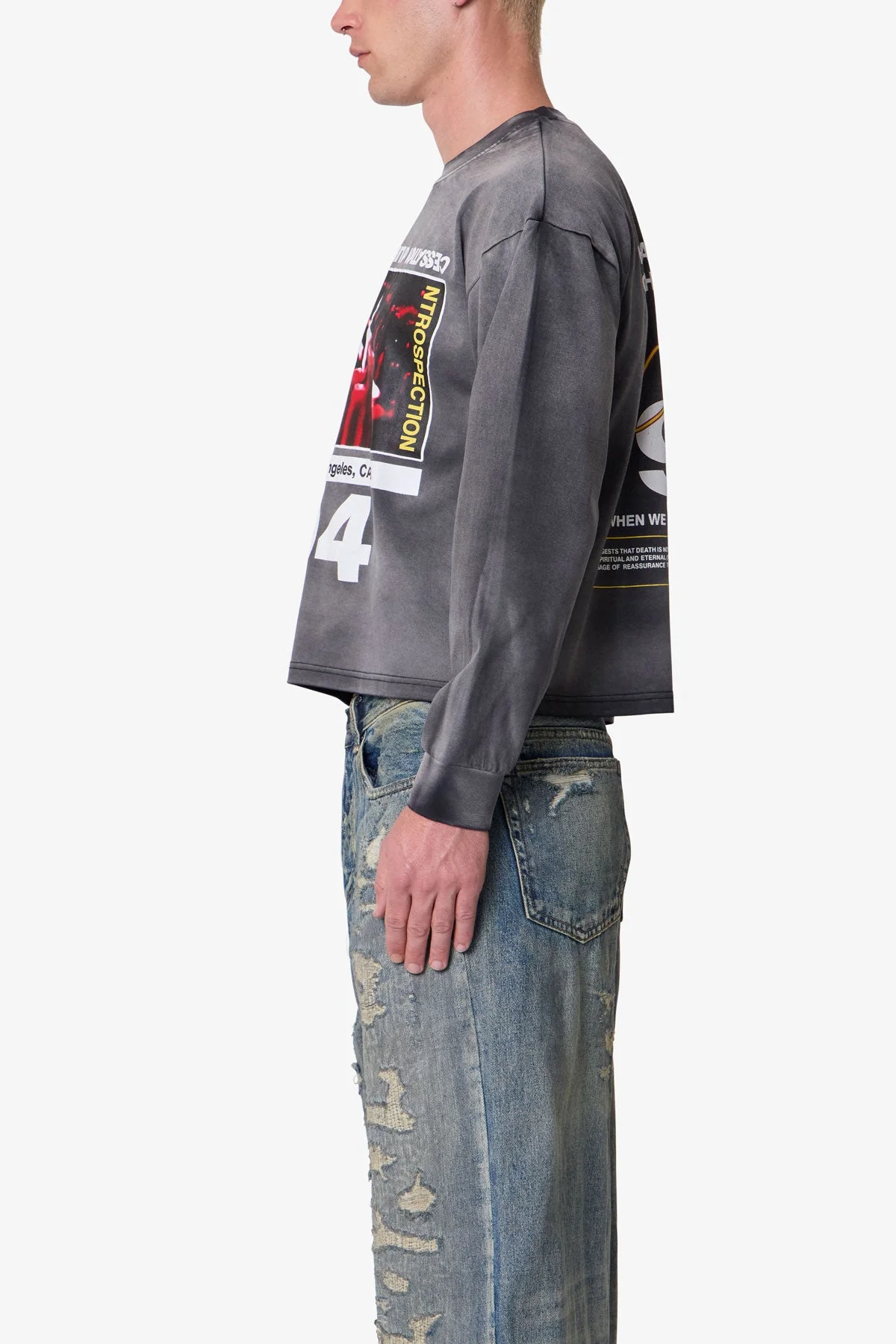 Cessation of Life Printed L/S Tee - Washed Black - Image 4